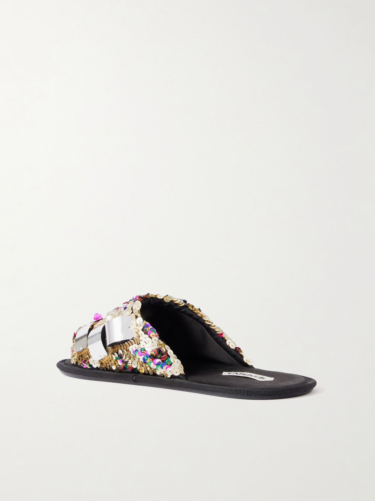 Jw Anderson Embellished Sequined Grosgrain Slides In Multi
