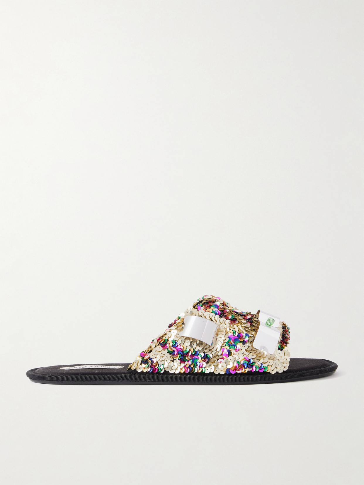Jw Anderson Embellished Sequined Grosgrain Slides In Multi