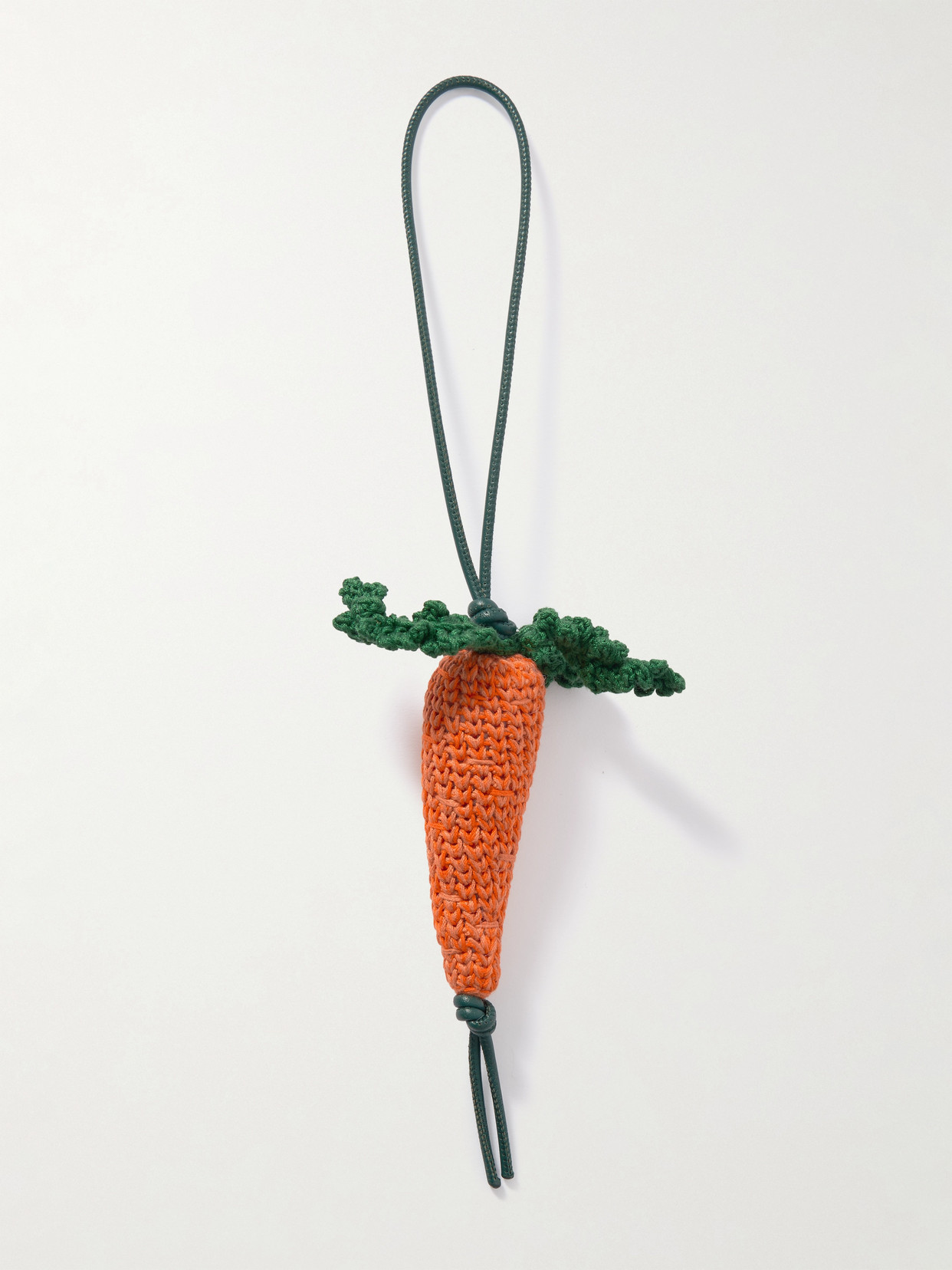 Jw Anderson Carrot Crocheted Cotton And Leather Bag Charm In Multi
