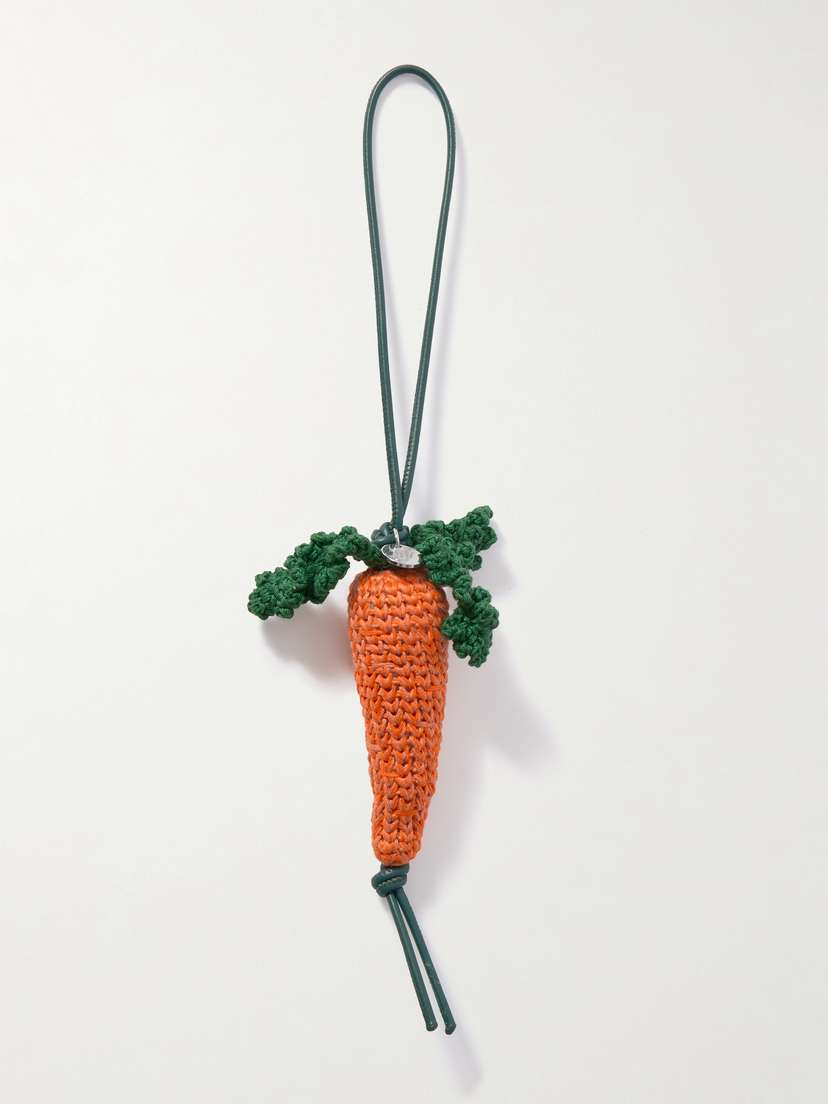 JW Anderson Carrot Crocheted Cotton And Leather Bag Charm