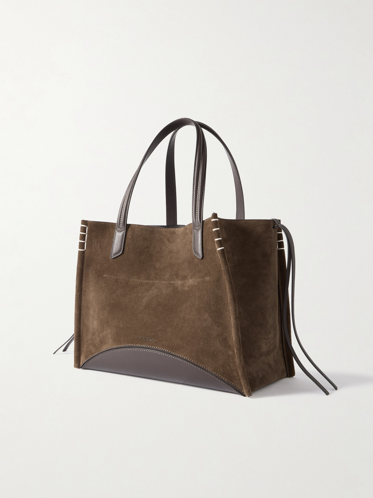 Jw Anderson Loafer Cabas Tasseled Leather-trimmed Suede Shoulder Bag In Multi
