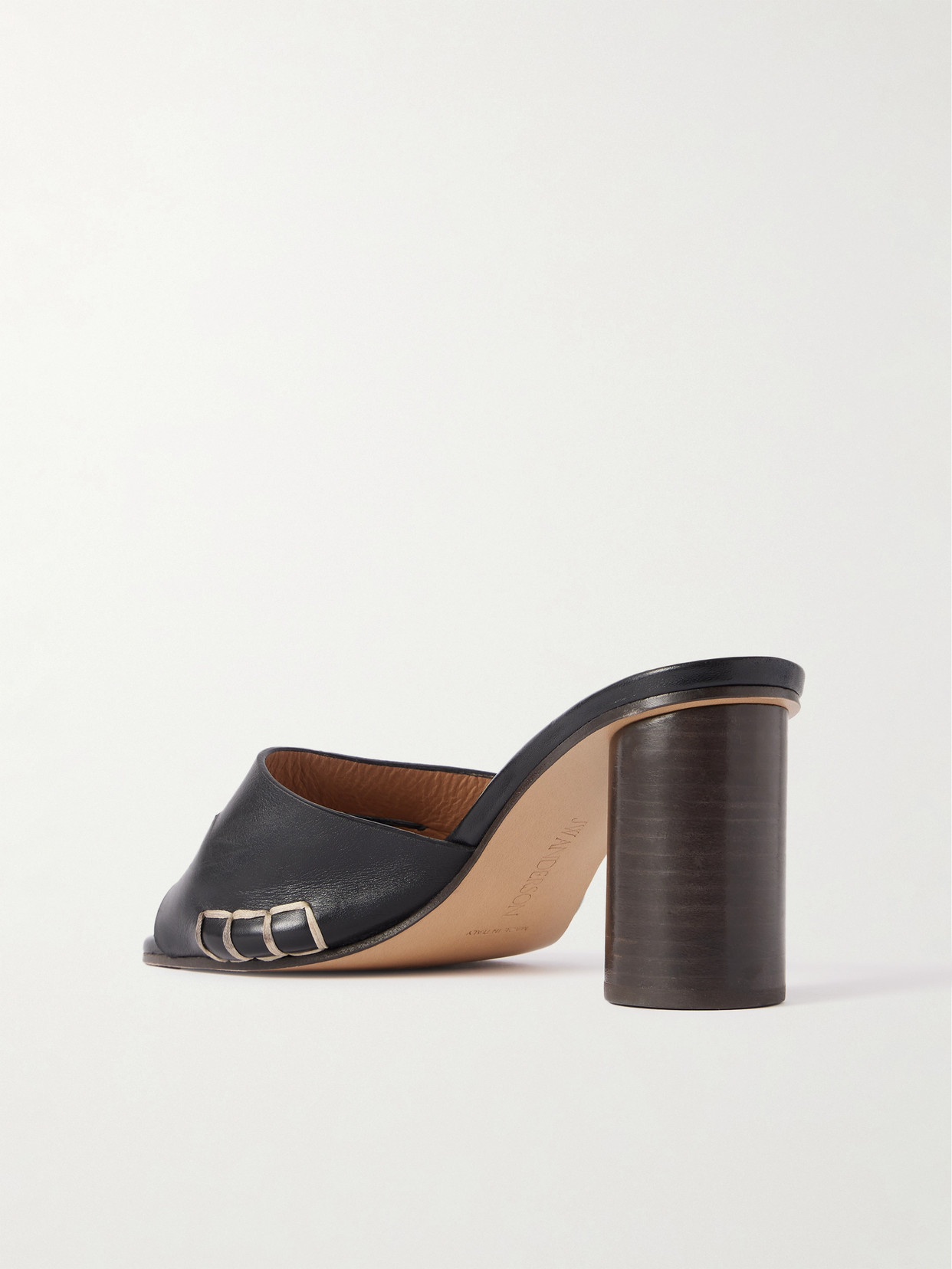 Jw Anderson Loafer Whipstitched Leather Mules In Black