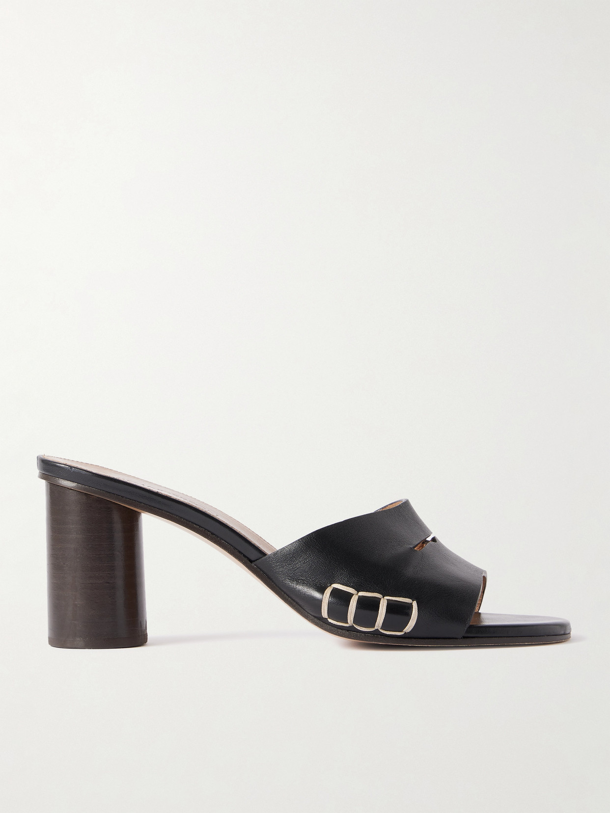 Jw Anderson Loafer Whipstitched Leather Mules In Black
