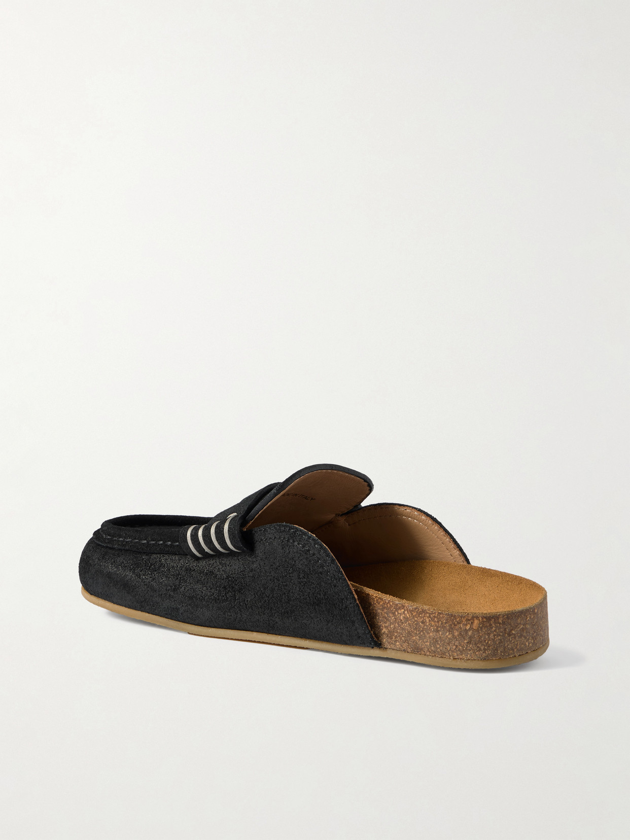 Jw Anderson Stitch Suede Mules In Black