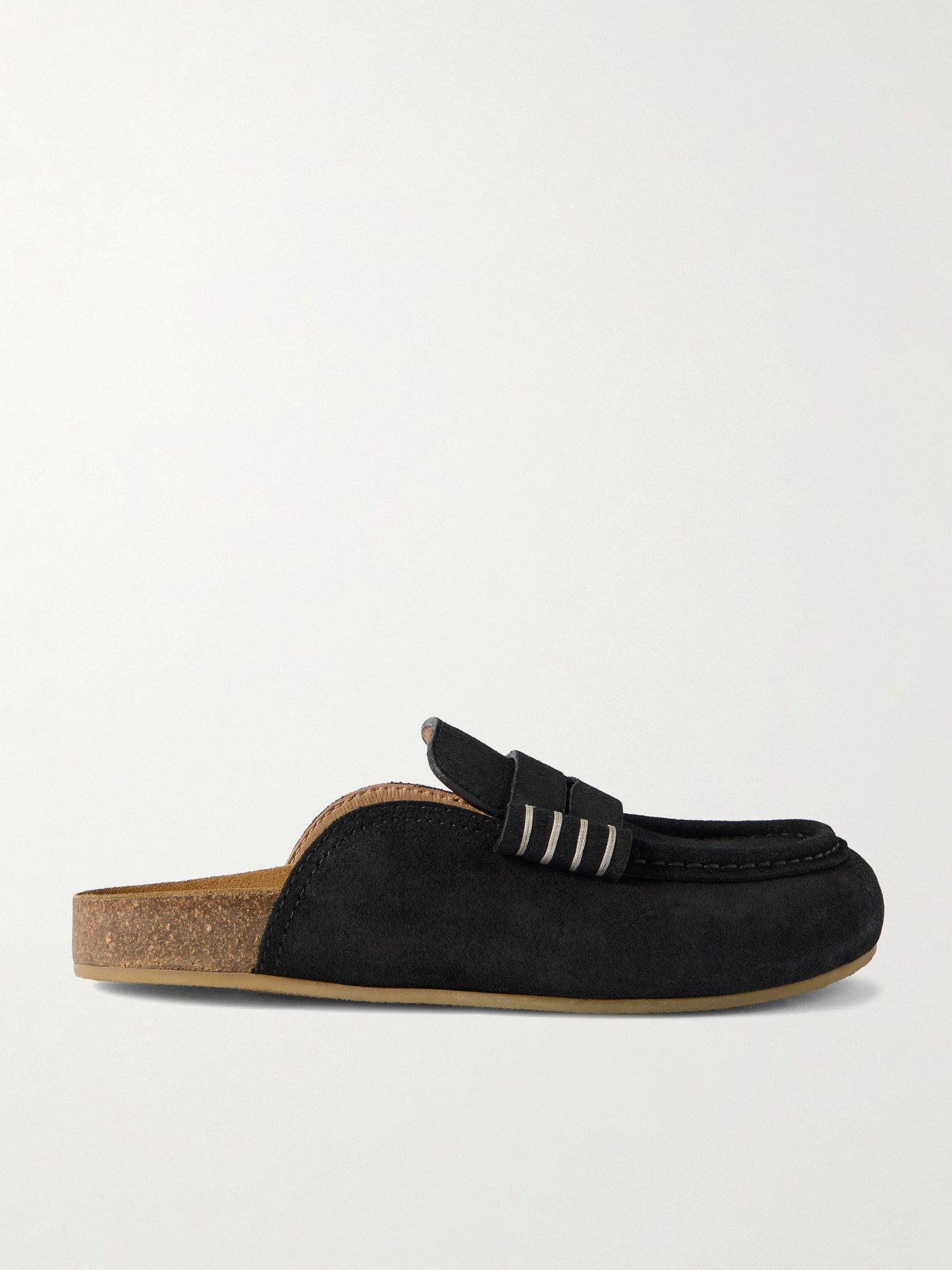 Jw Anderson Stitch Suede Mules In Black