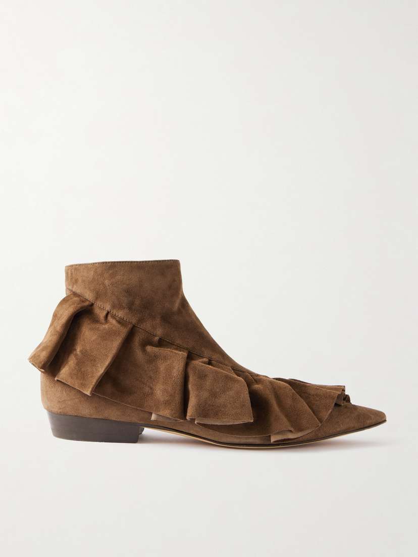 JW Anderson Ruffled Suede Ankle Boots