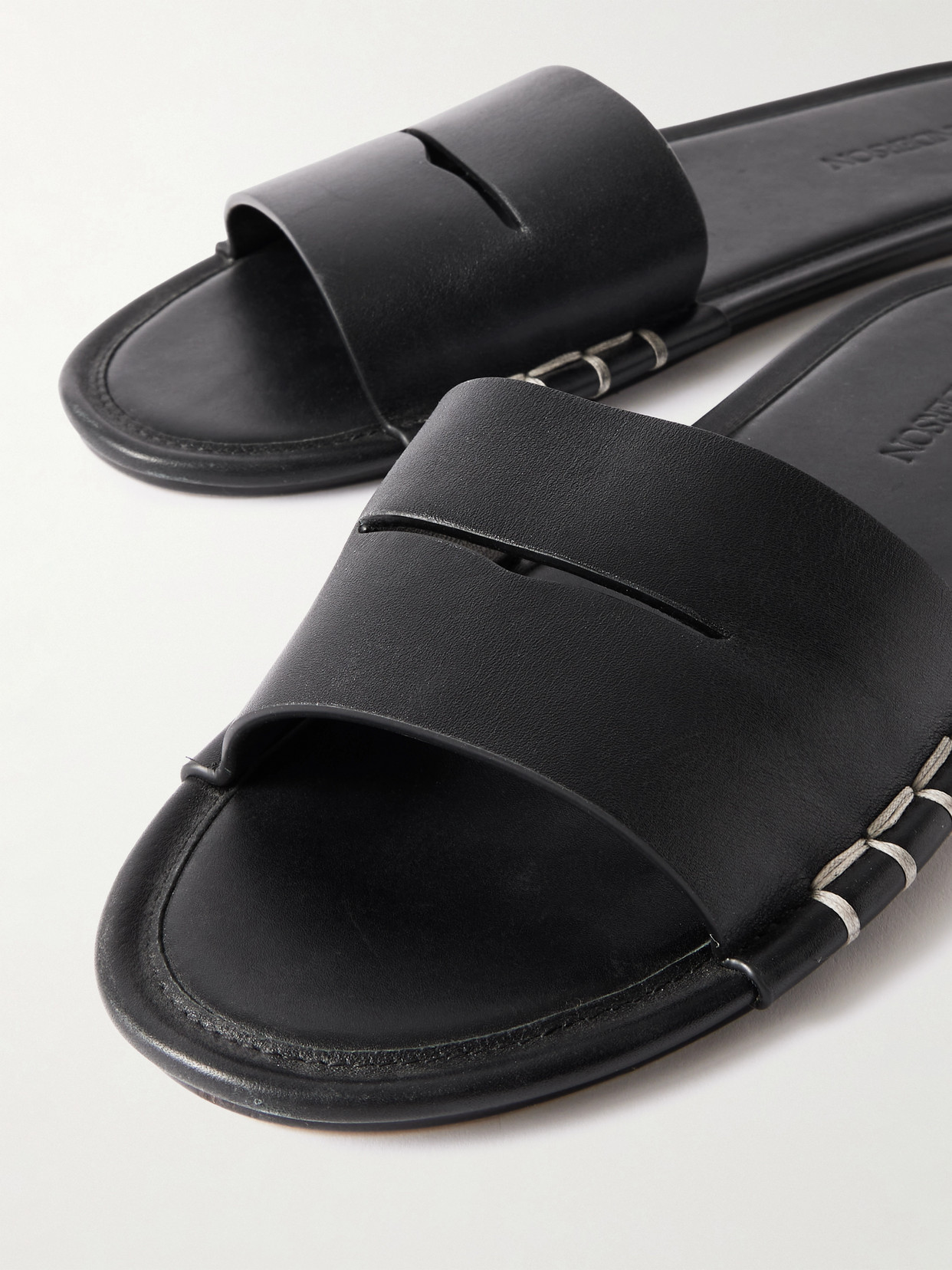 Jw Anderson Loafer Leather Slides In Black