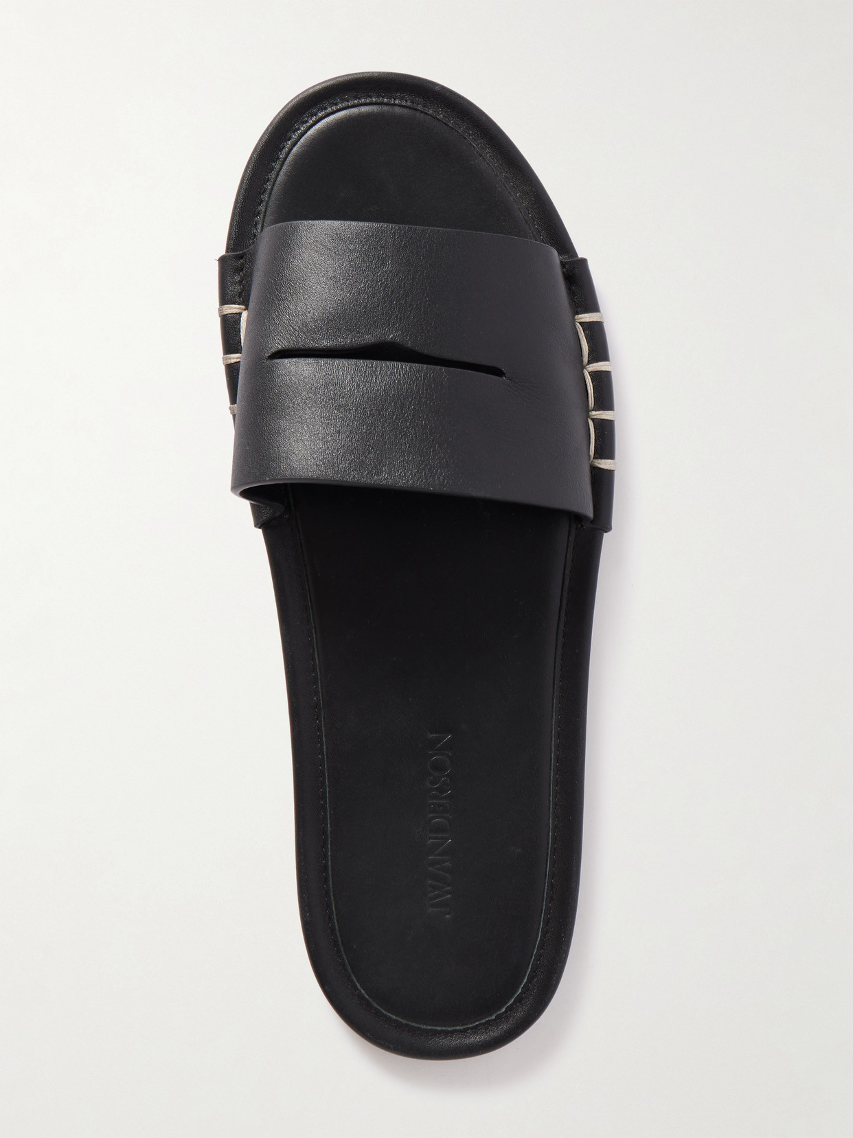 Jw Anderson Loafer Leather Slides In Black