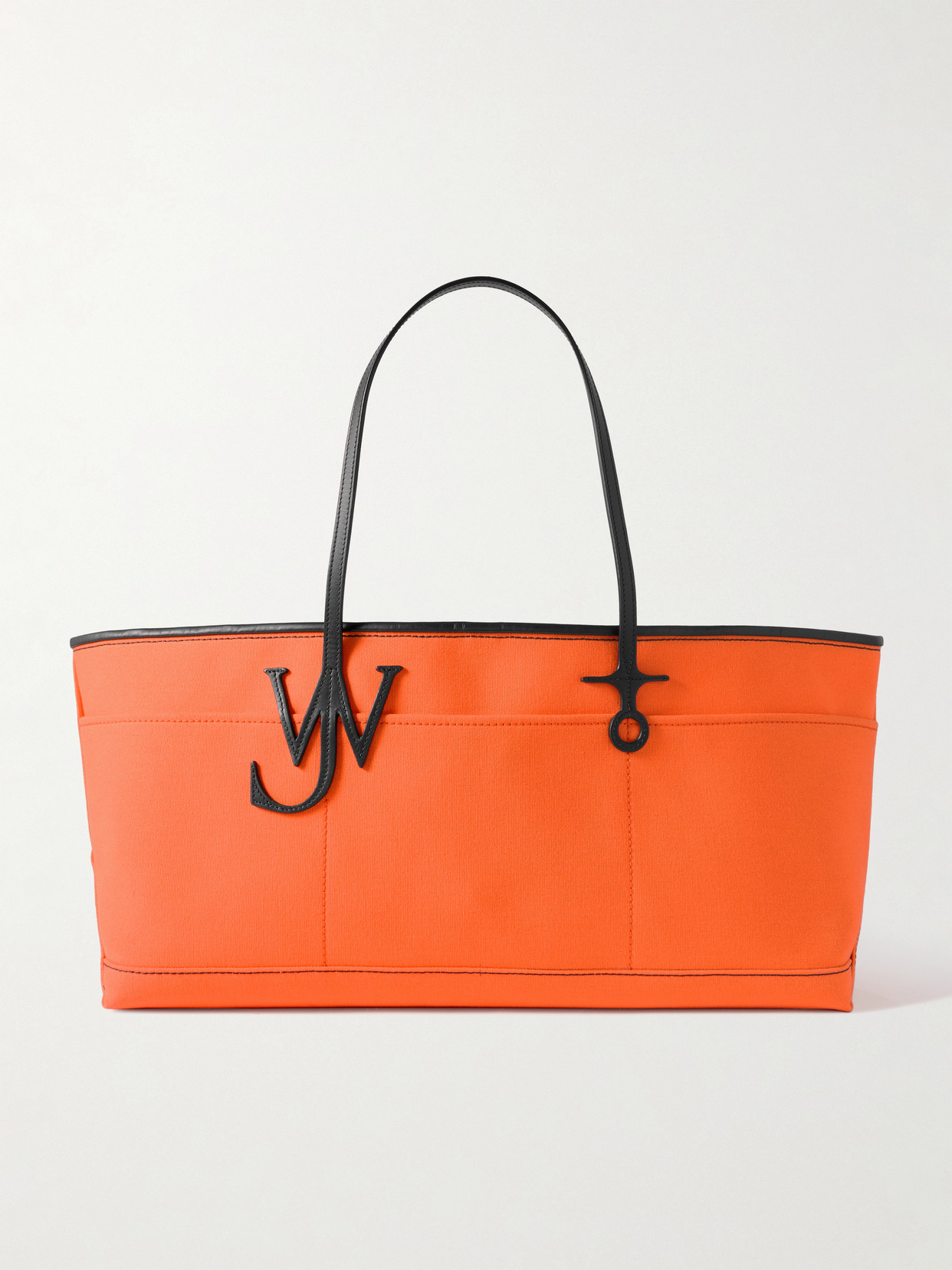 Jw Anderson Anchor Leather-trimmed Canvas Tote In Orange