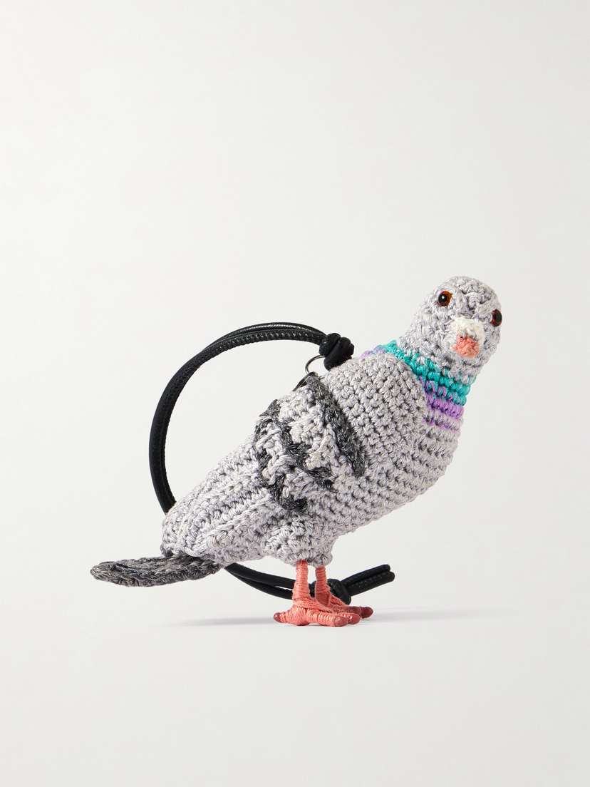 JW Anderson Pigeon Crocheted Cotton And Leather Bag Charm