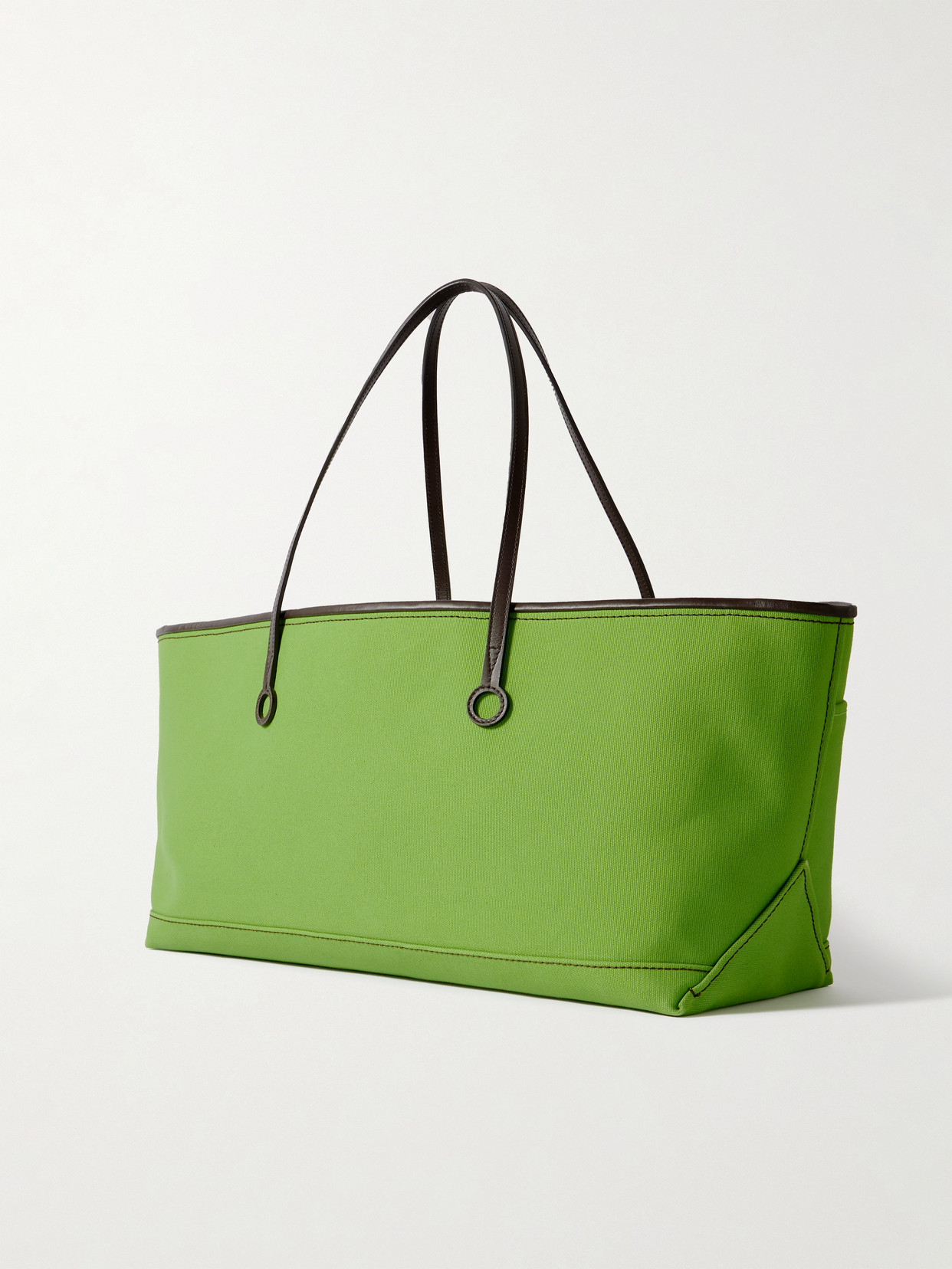 Jw Anderson Anchor Leather-trimmed Canvas Tote In Green