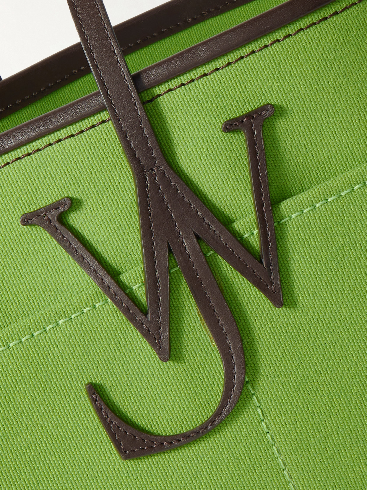 Jw Anderson Anchor Leather-trimmed Canvas Tote In Green