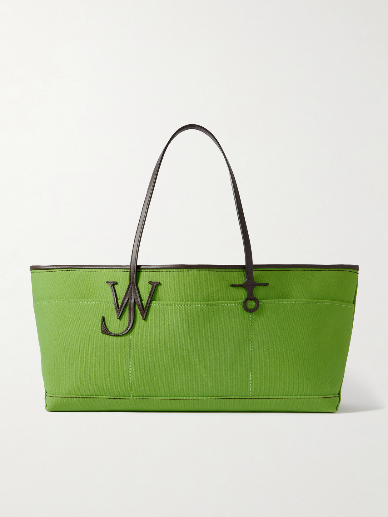 Jw Anderson Anchor Leather-trimmed Canvas Tote In Green
