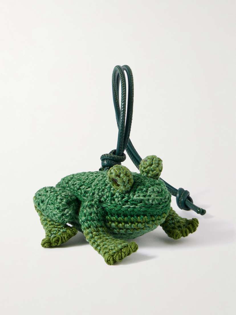 JW Anderson Frog Crocheted Cotton And Leather Bag Charm