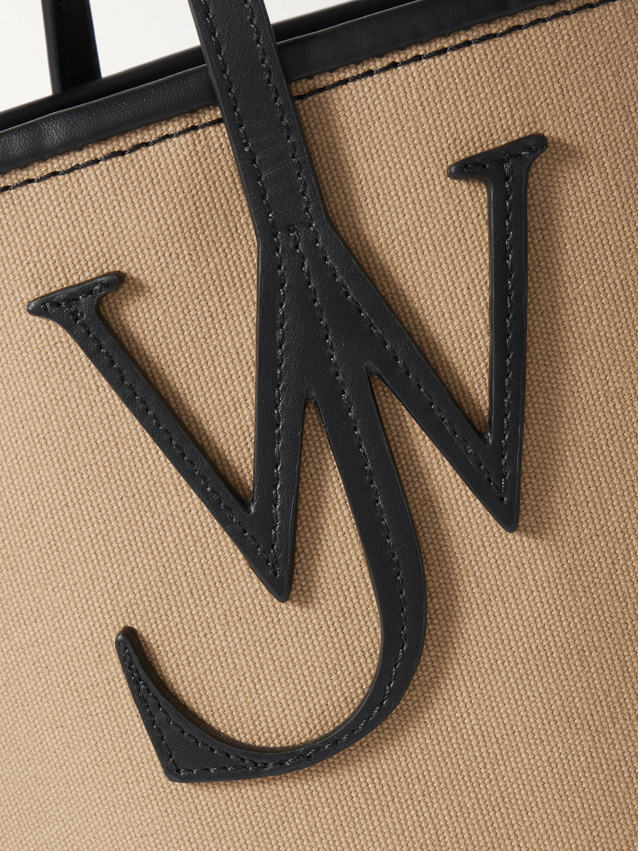 Jw Anderson Anchor Small Leather-trimmed Canvas Tote In Neutral
