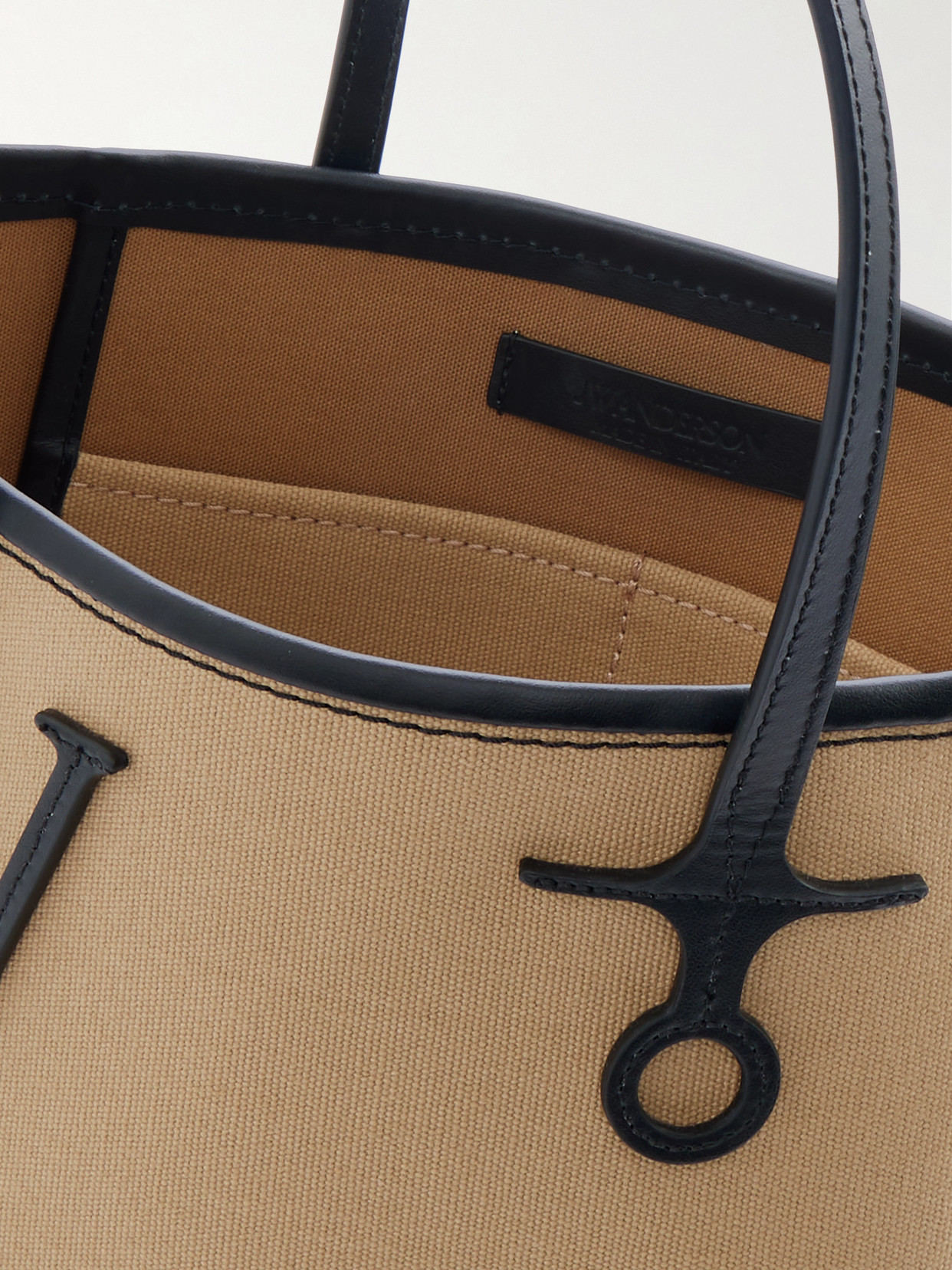 Jw Anderson Anchor Small Leather-trimmed Canvas Tote In Neutral