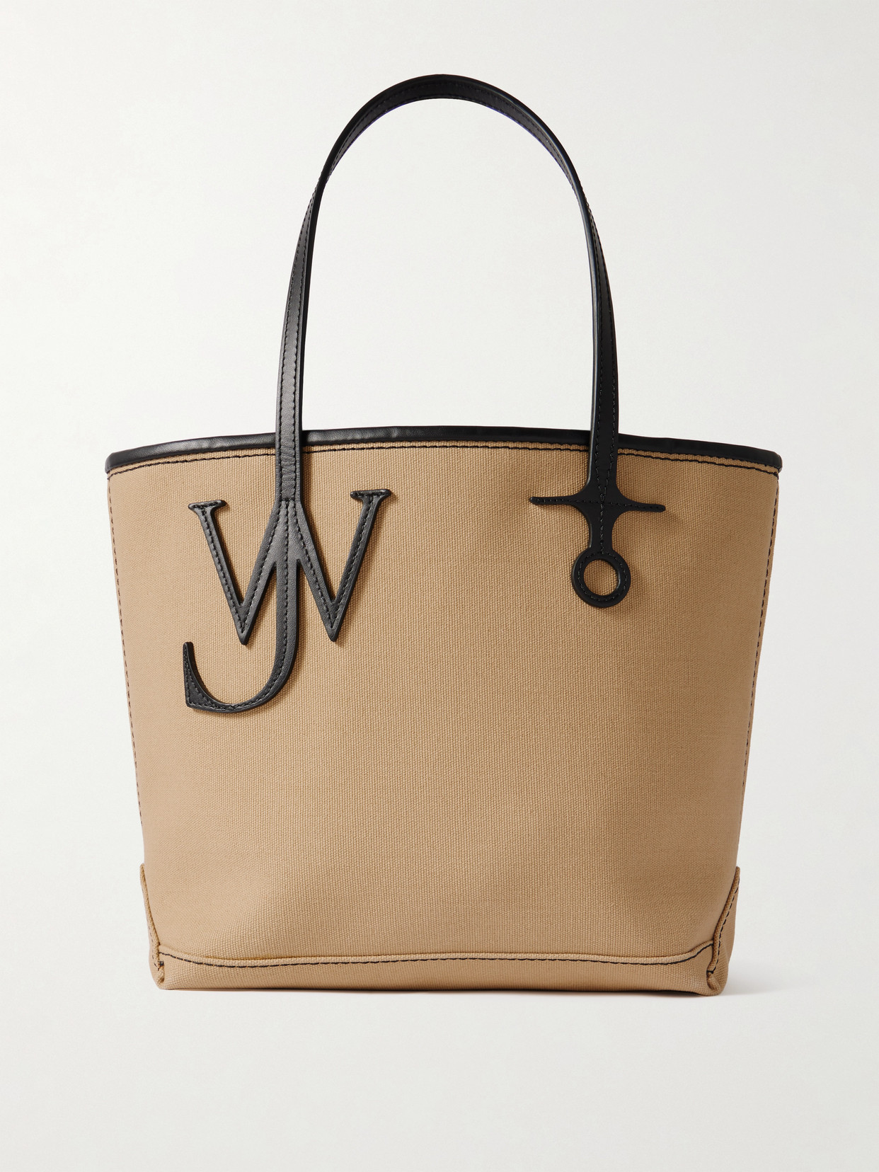 Jw Anderson Anchor Small Leather-trimmed Canvas Tote In Neutral