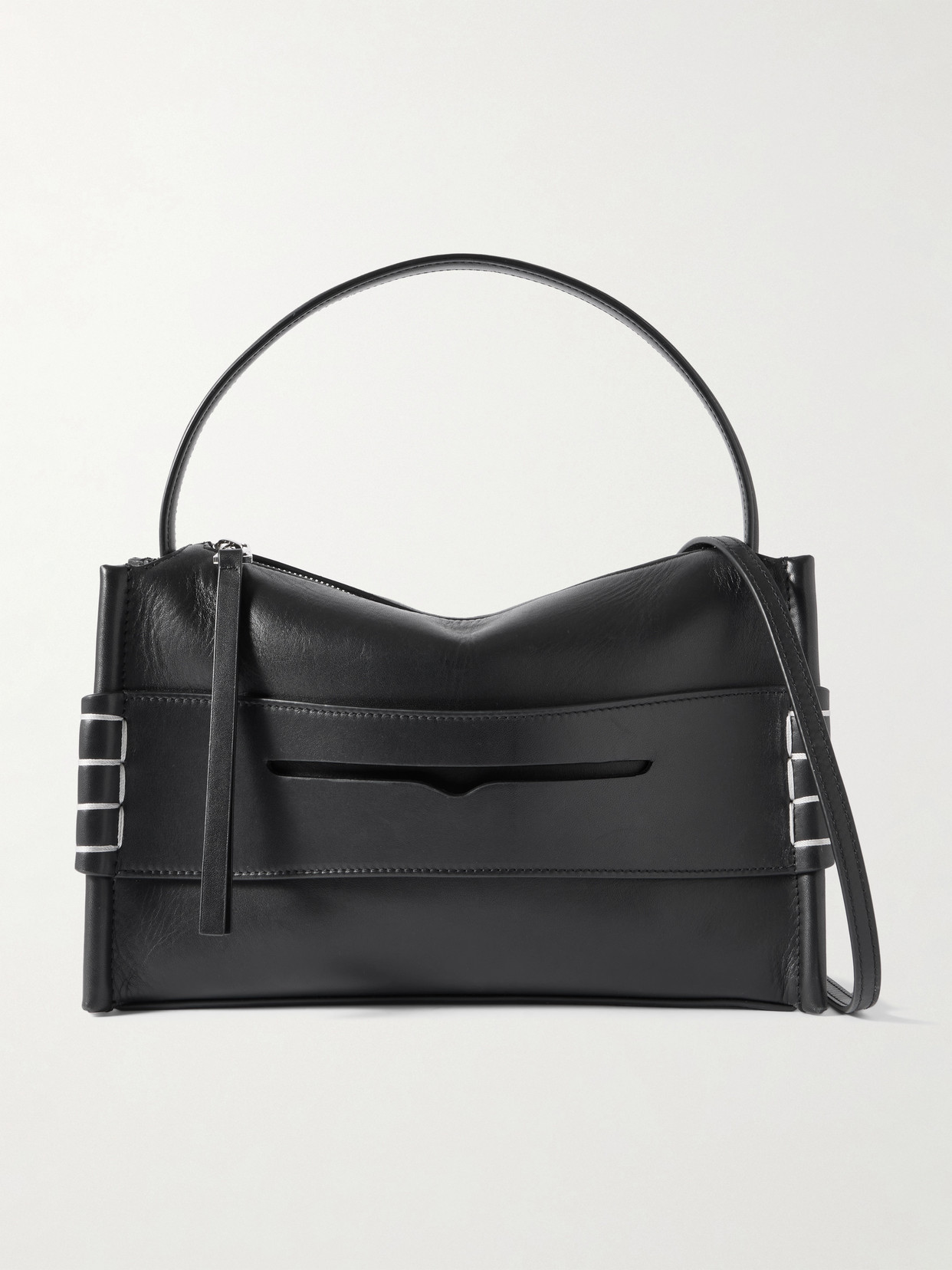 Jw Anderson Loafer Whipstitched Leather Shoulder Bag In Black