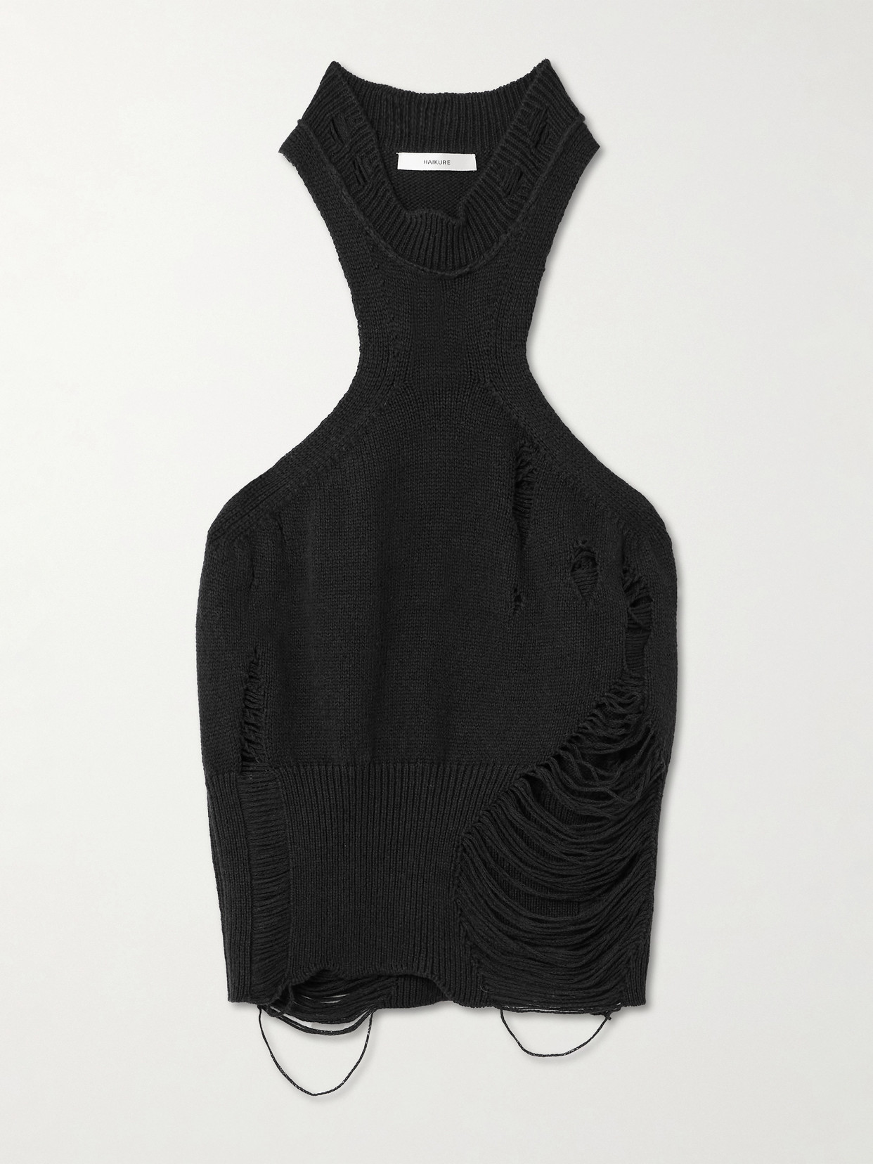 Haikure Distressed Cotton And Wool-blend Tank In Black