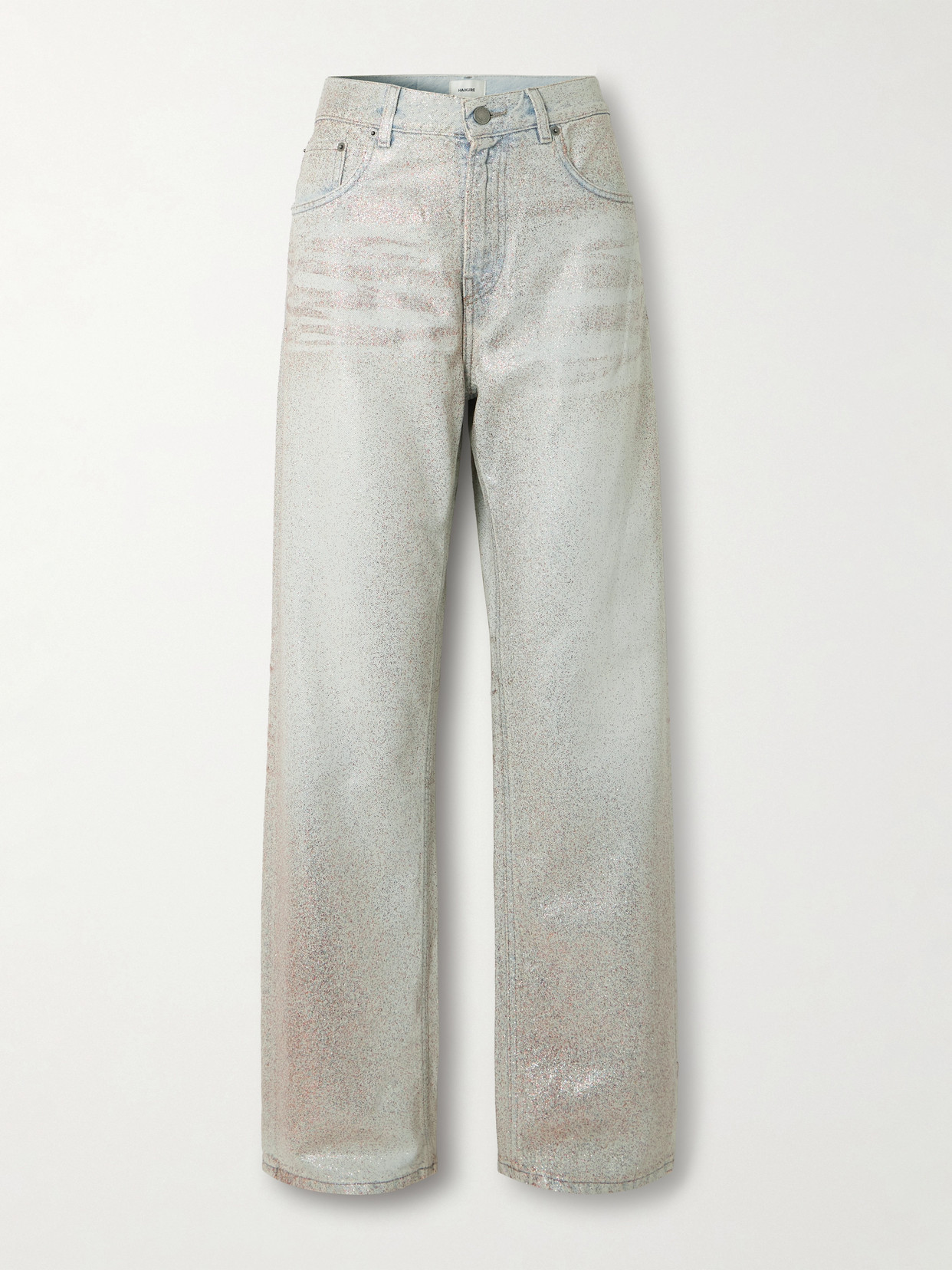 Haikure Bonnie Glam Glittered Mid-rise Straight-leg Jeans In Gray