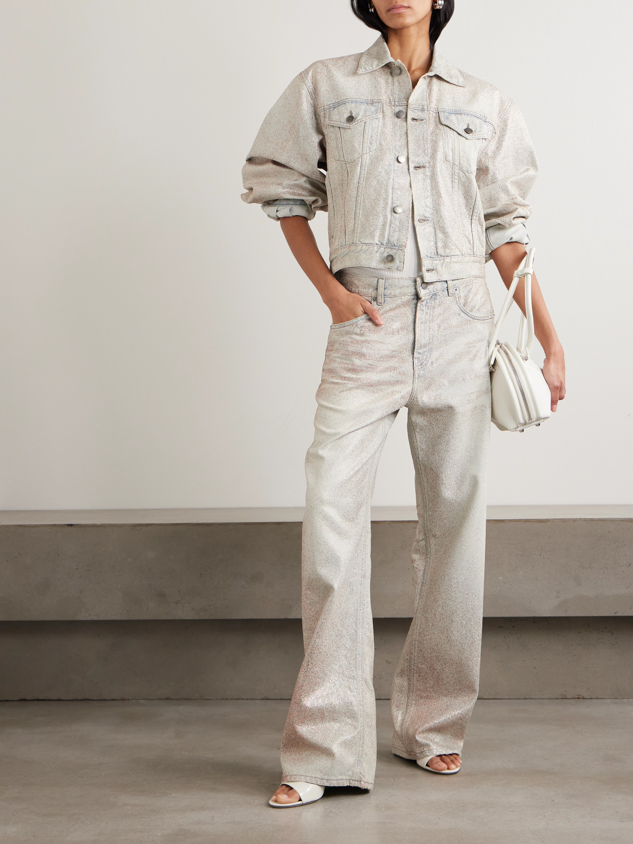 Bonnie Glam Glittered Mid-Rise Straight-Leg Jeans