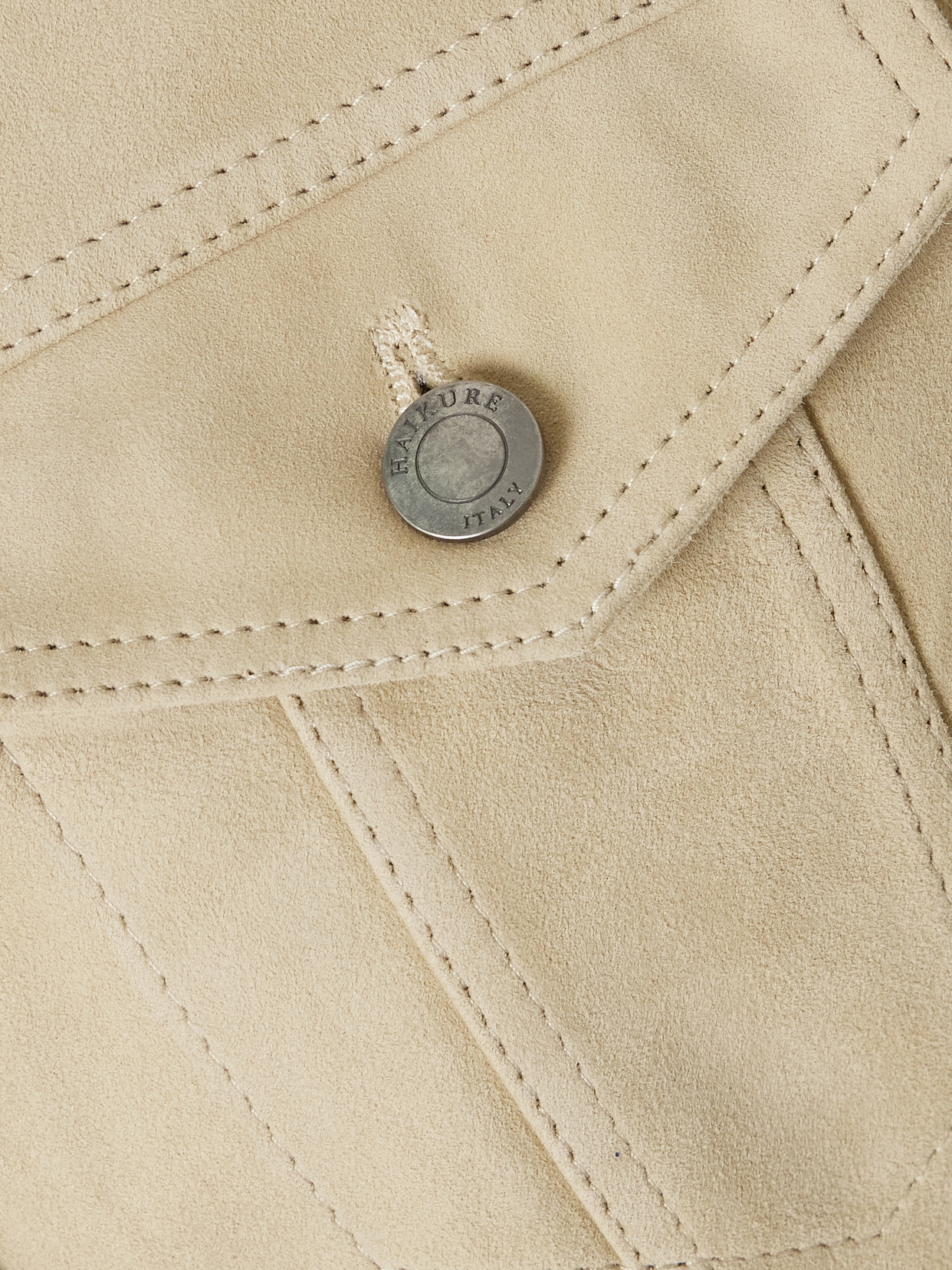 Haikure Temple Paneled Suede Jacket In Neutral