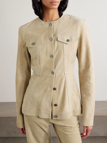 Haikure Temple paneled suede jacket