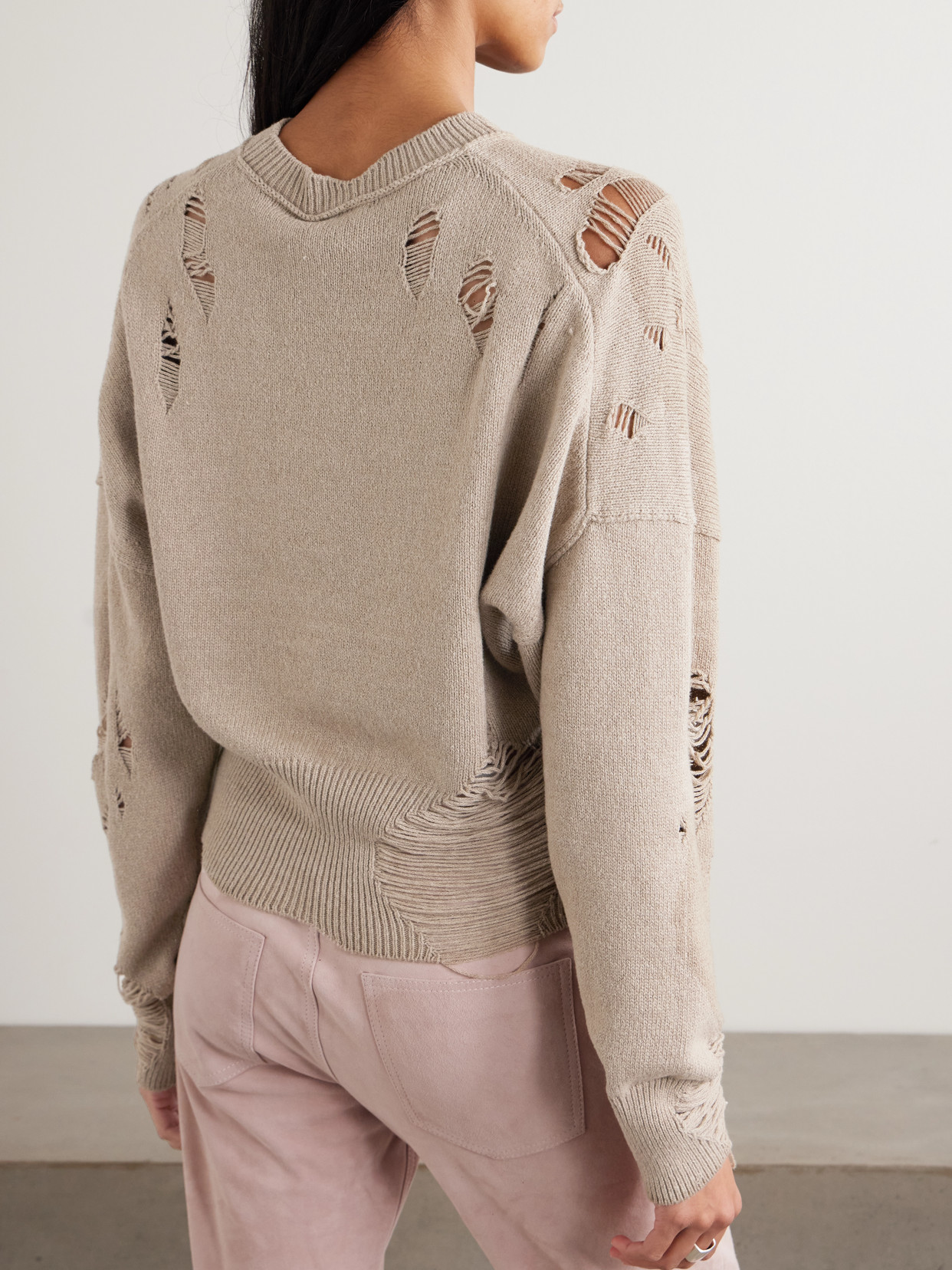 Marcy Distressed Cotton And Wool-Blend Sweater