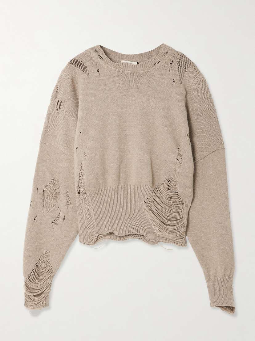 Haikure Marcy Distressed Cotton And Wool-blend Sweater