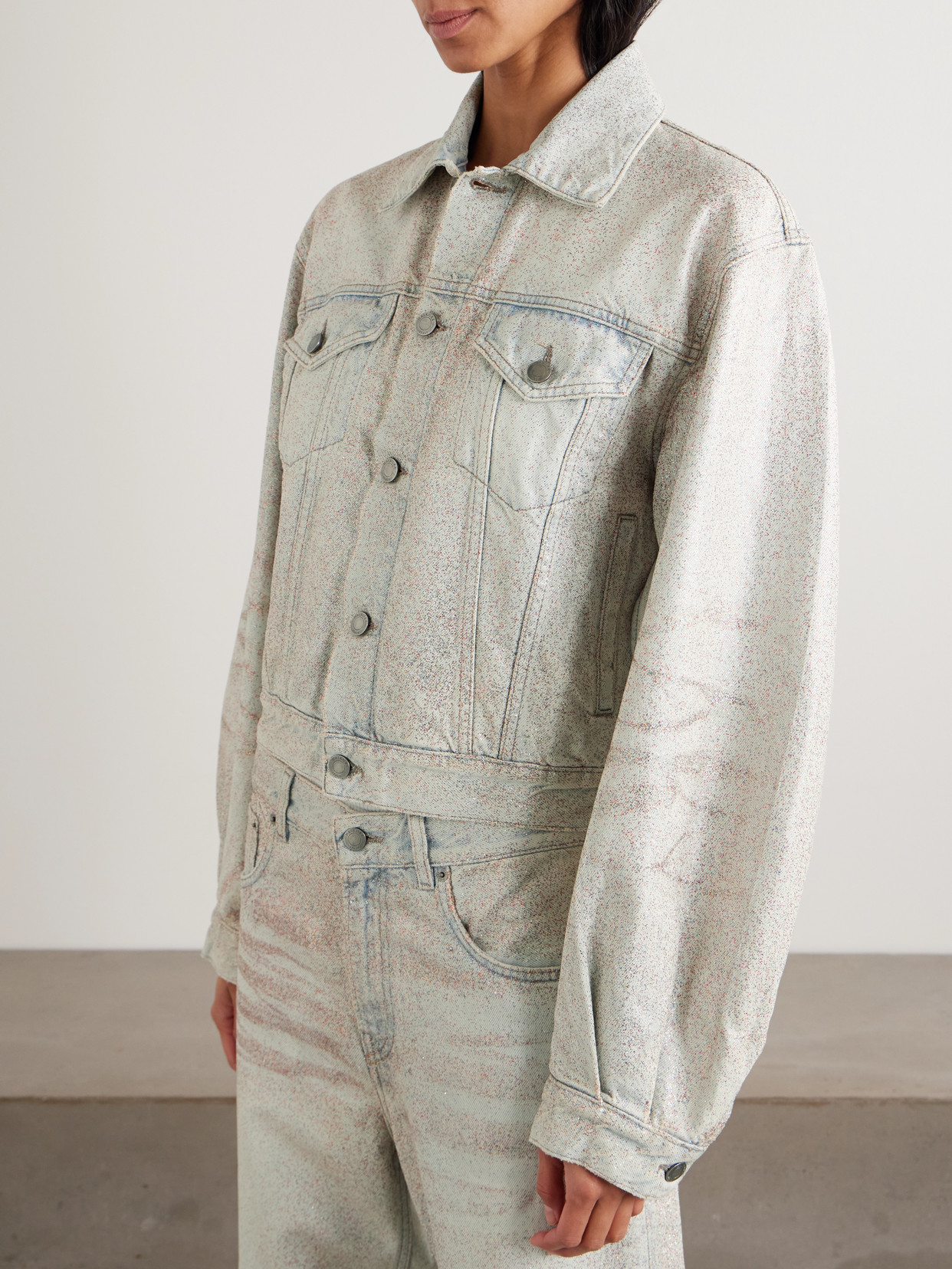 Simon Glam Glittered Denim Jacket