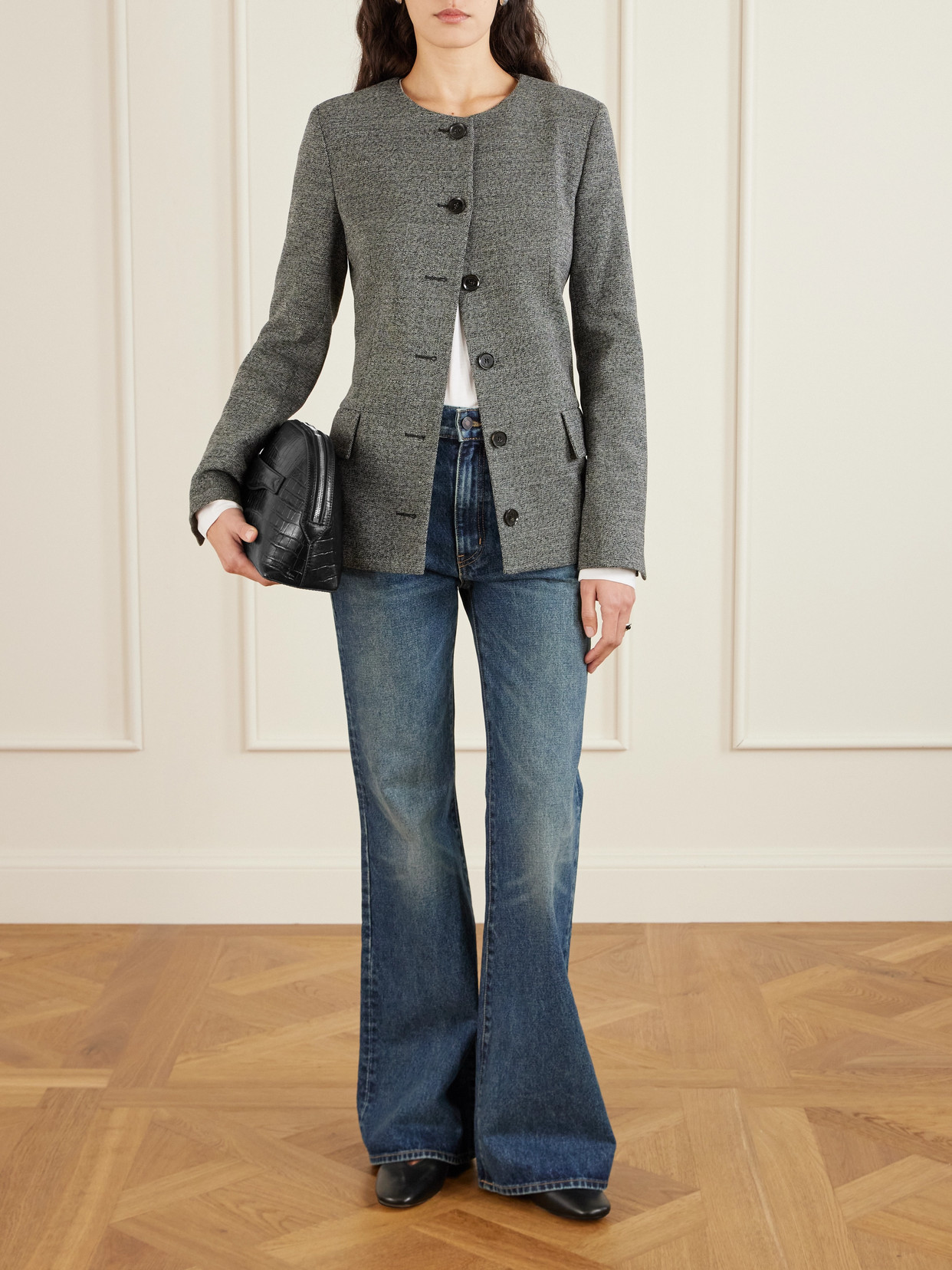 A.emery Halloran Croc-effect Leather Clutch In Black