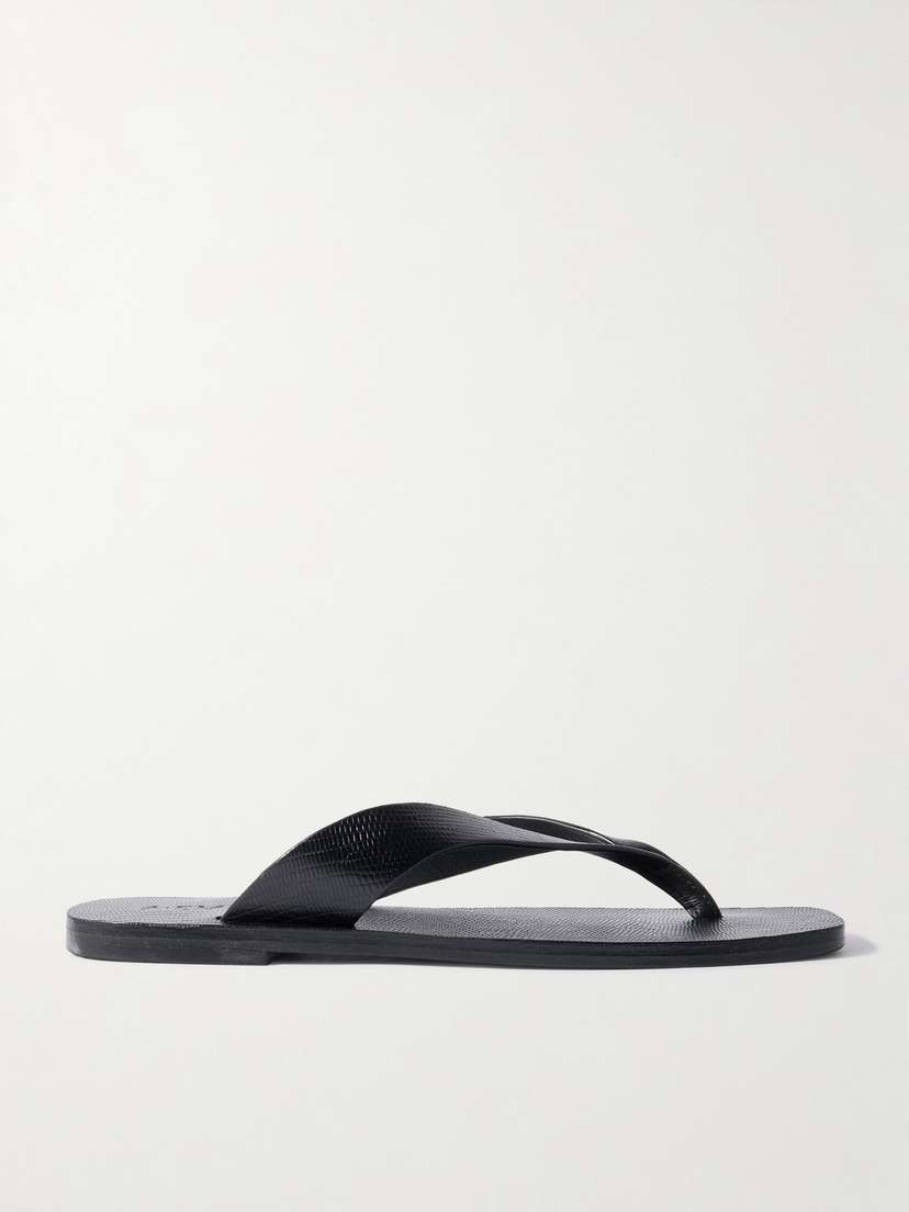 A Emery Kinto Lizard-effect Leather Flip Flops