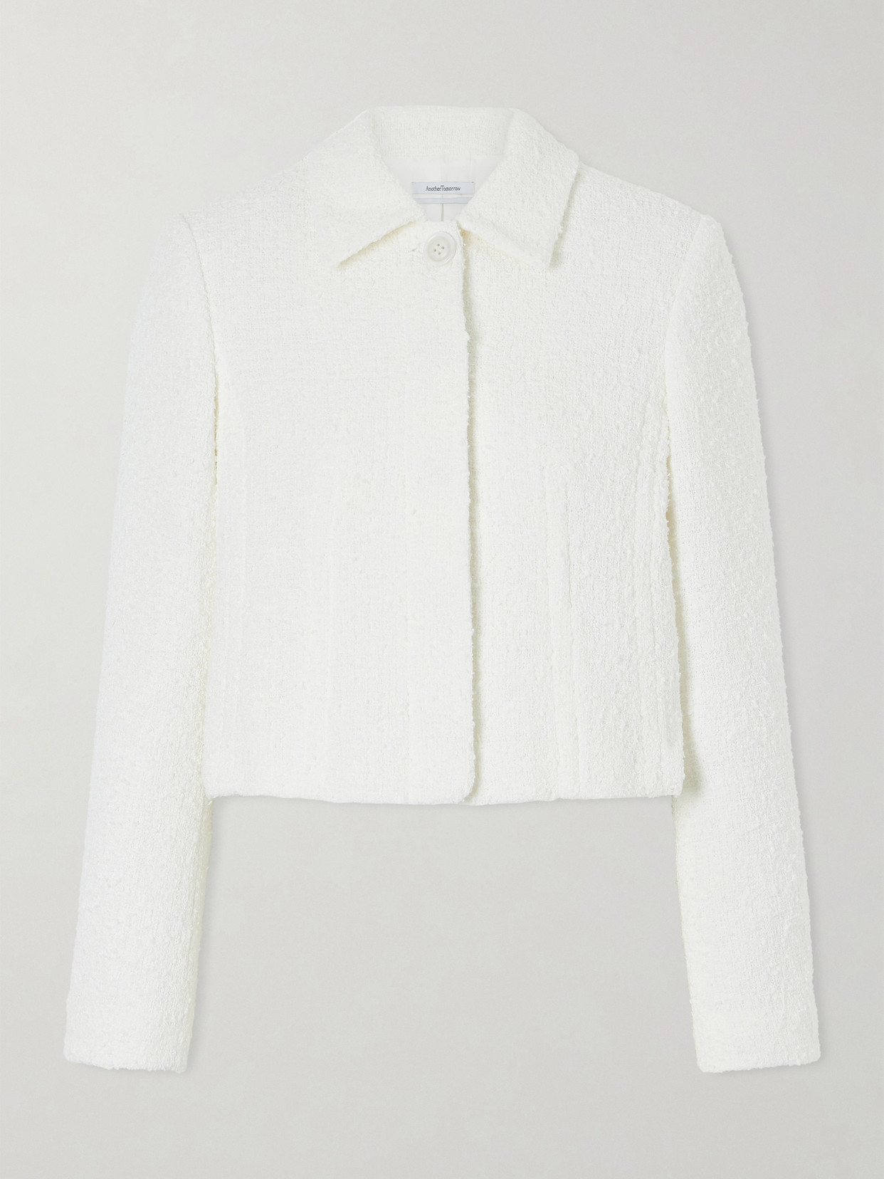 Another Tomorrow Cropped Cotton Bouclé-tweed Jacket In White