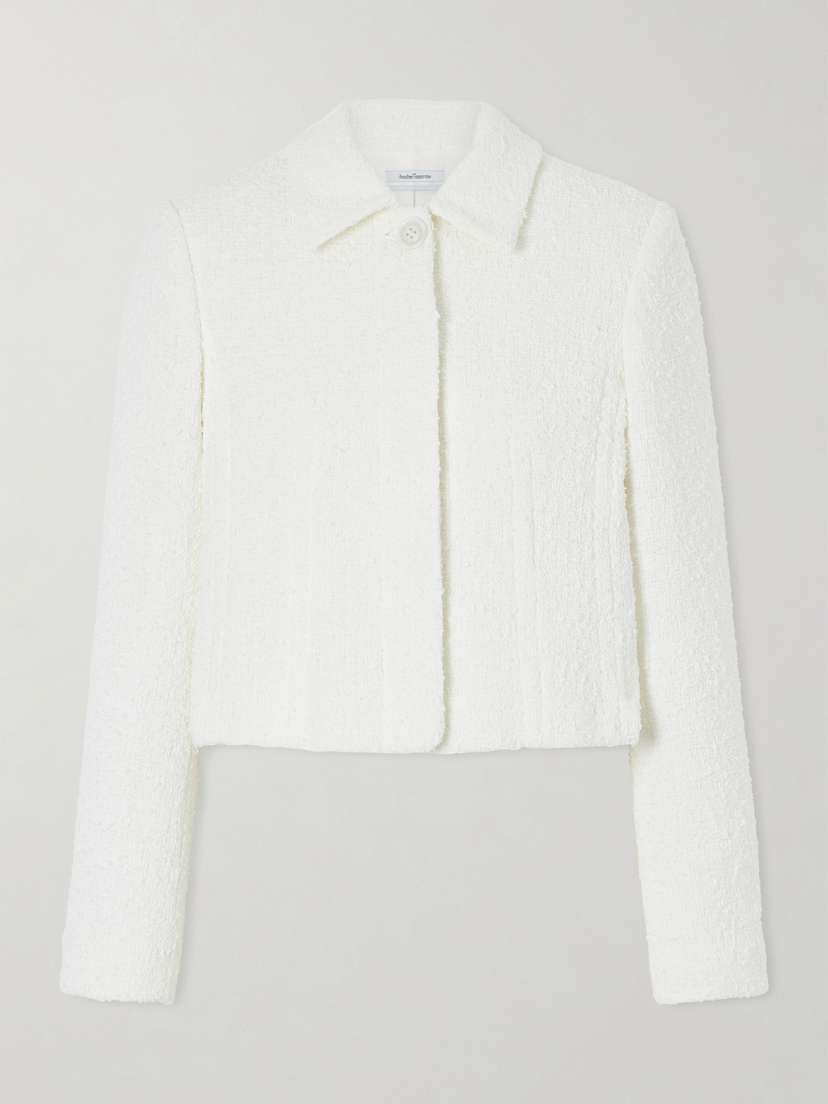 Another Tomorrow Cropped Cotton Bouclé-tweed Jacket