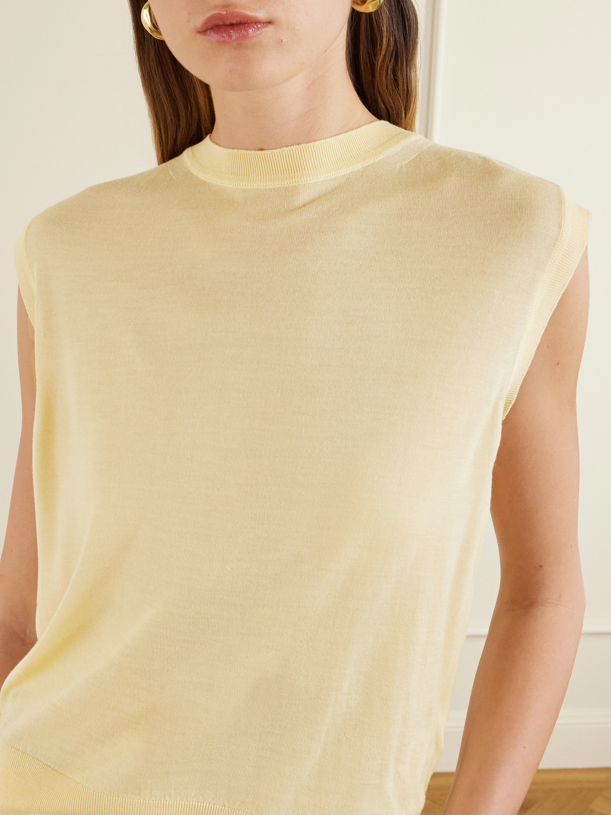 Another Tomorrow Wool Tank In Yellow