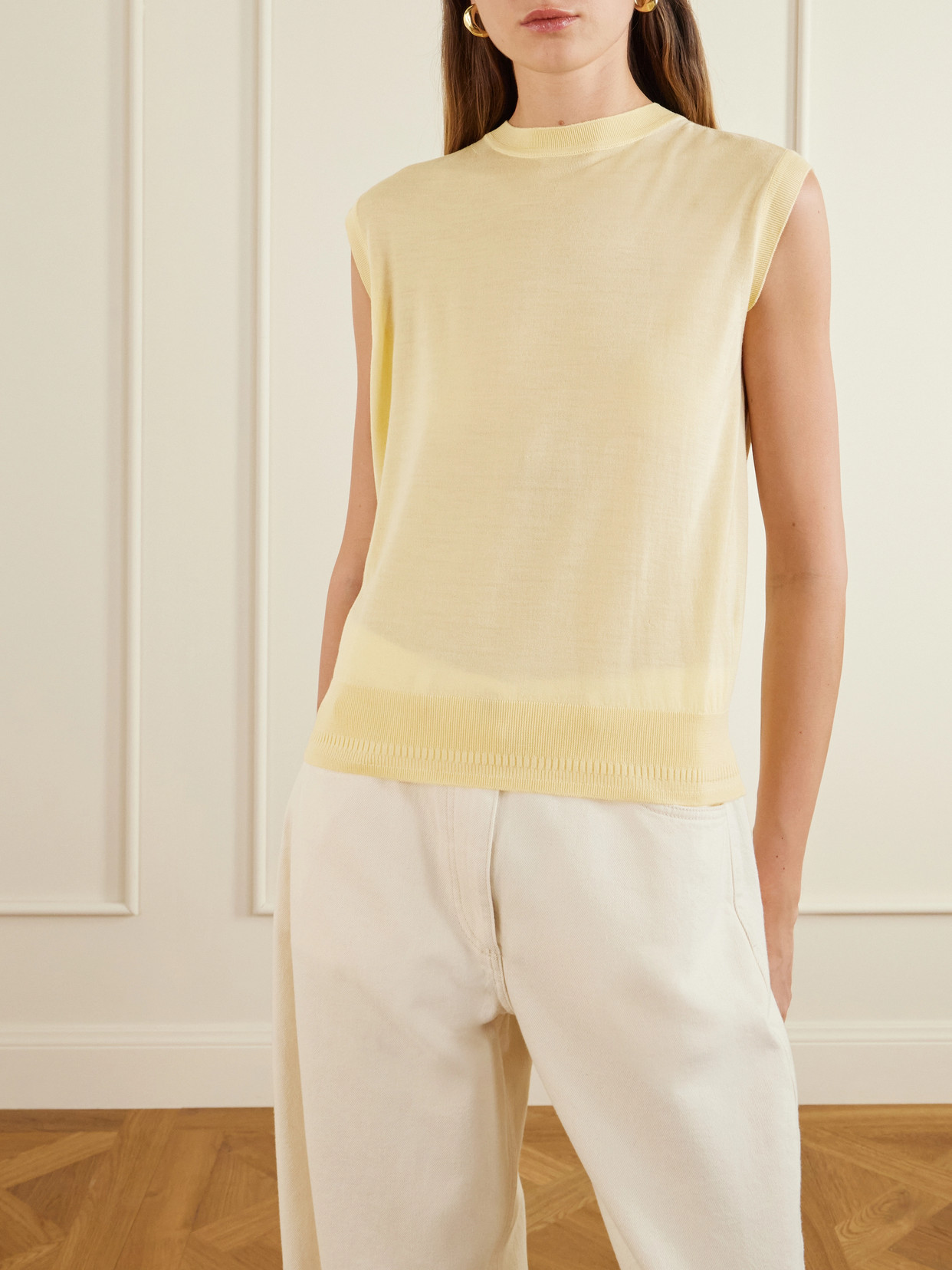 Another Tomorrow Wool Tank In Yellow