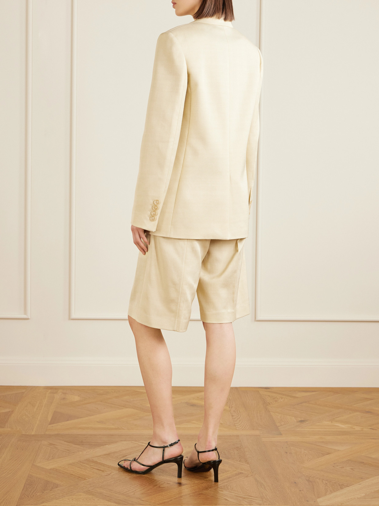 Another Tomorrow Oversized Twill Blazer In Neutral