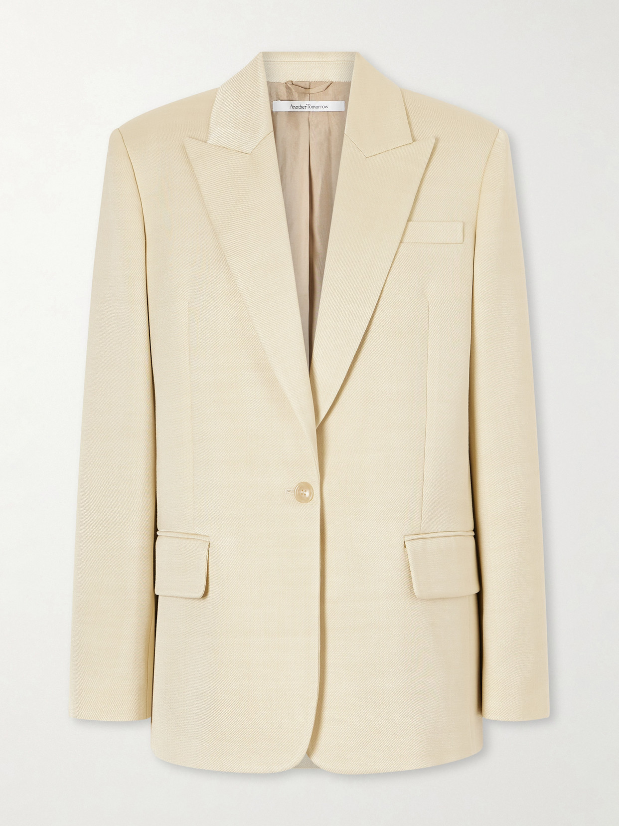 Another Tomorrow Oversized Twill Blazer In Neutral