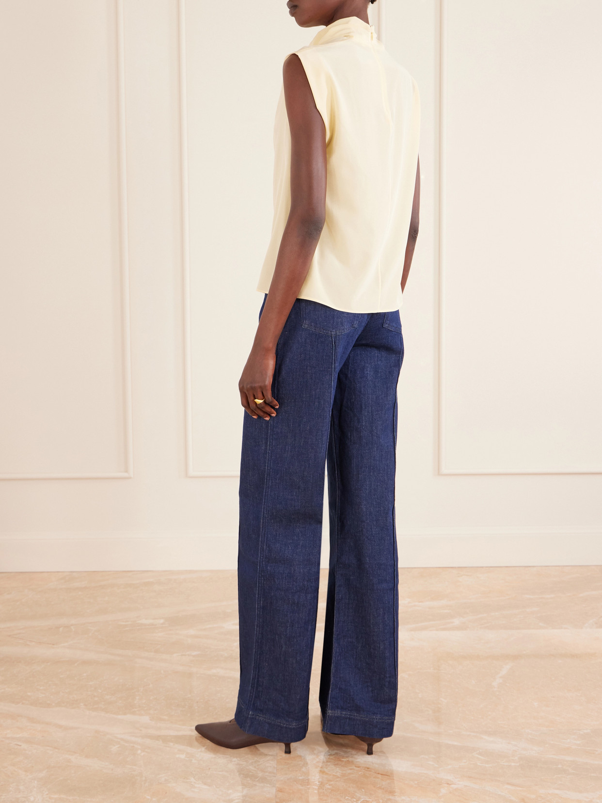 Draped Silk-Crepe Blouse