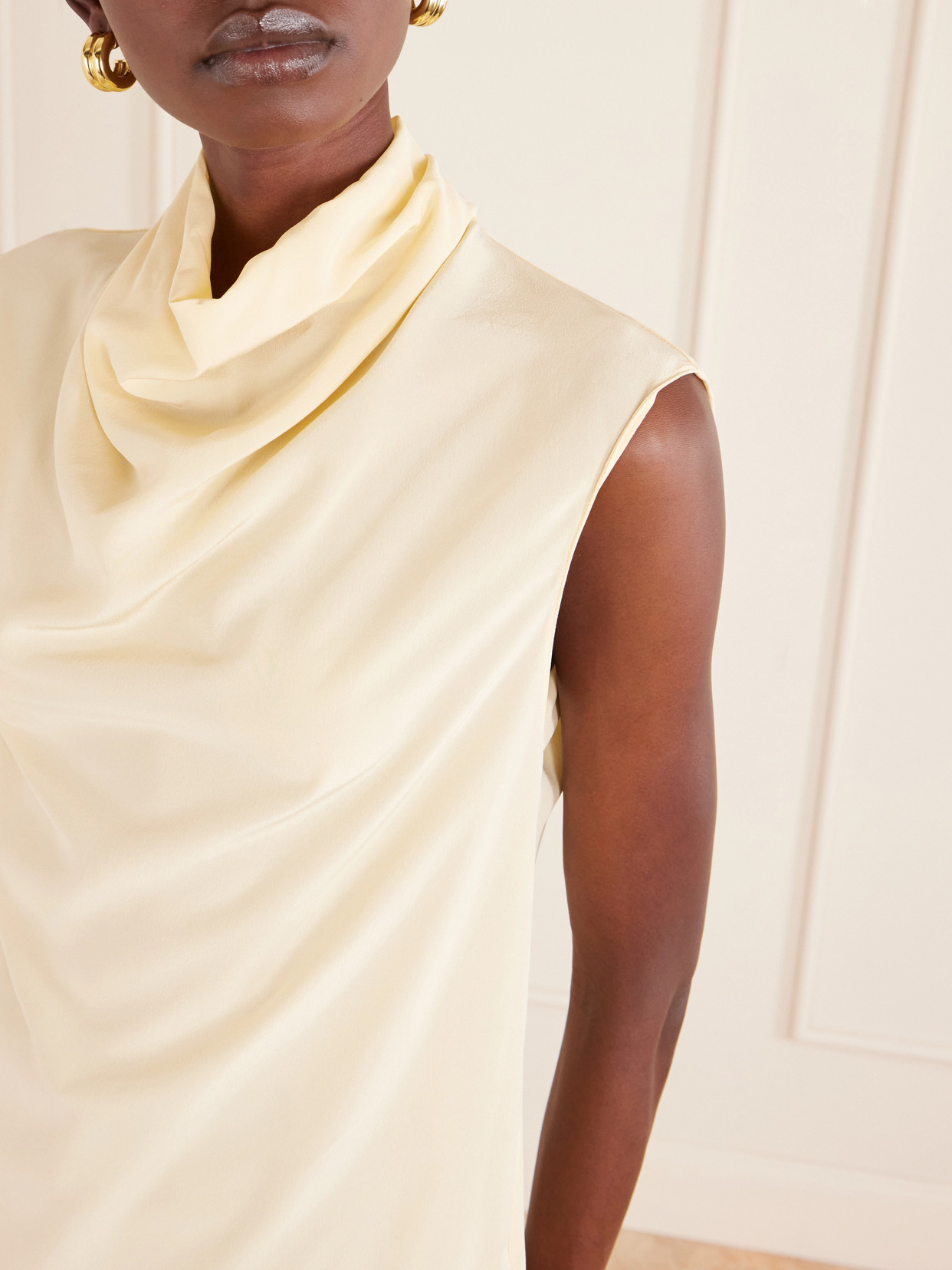 Draped Silk-Crepe Blouse