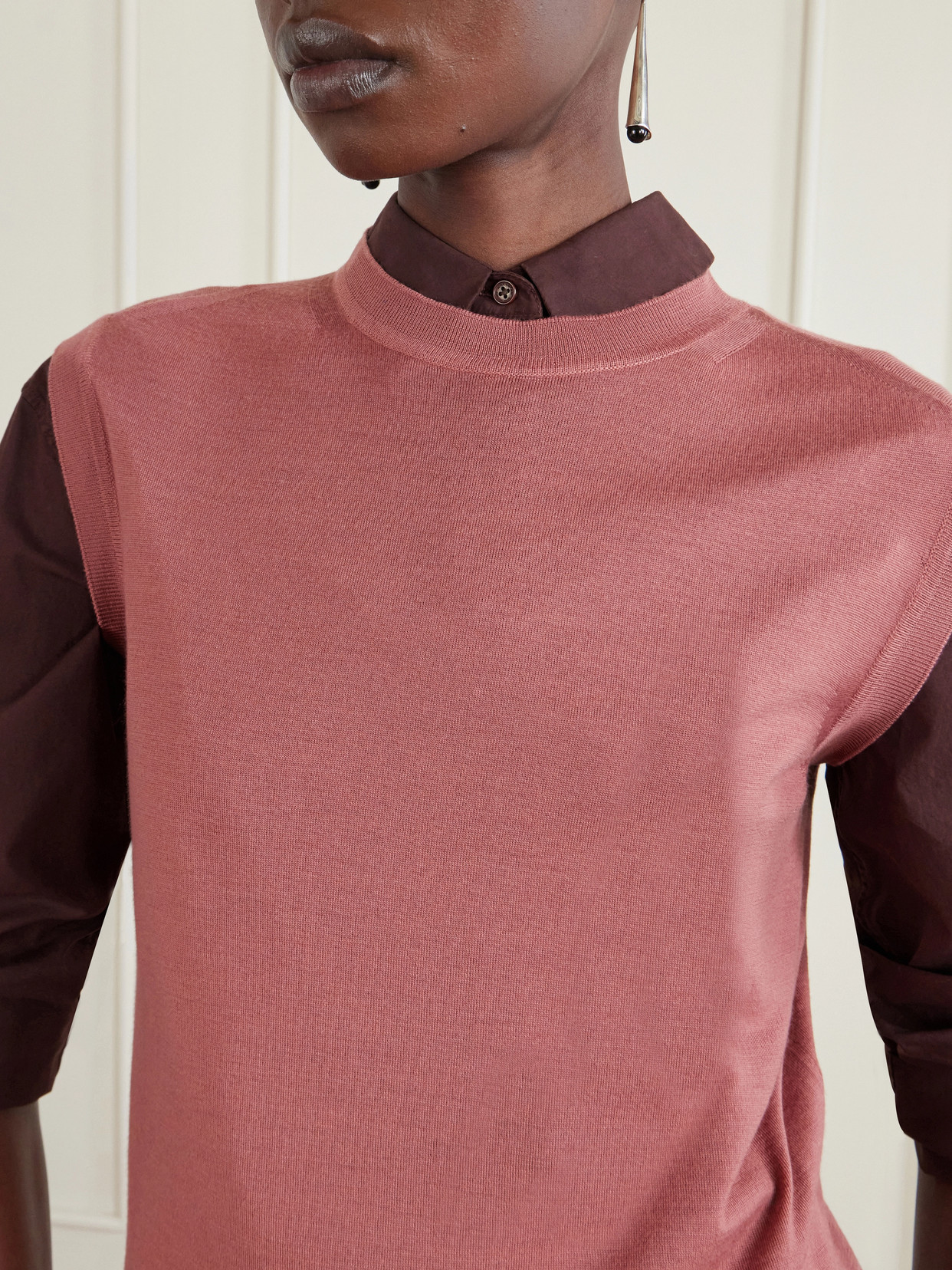 Another Tomorrow Wool Tank In Pink