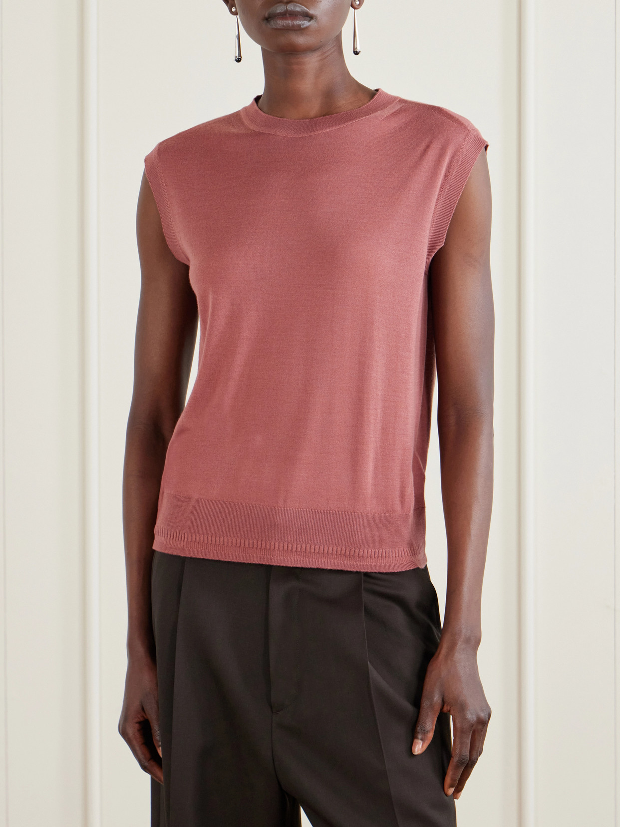 Another Tomorrow Wool Tank In Pink