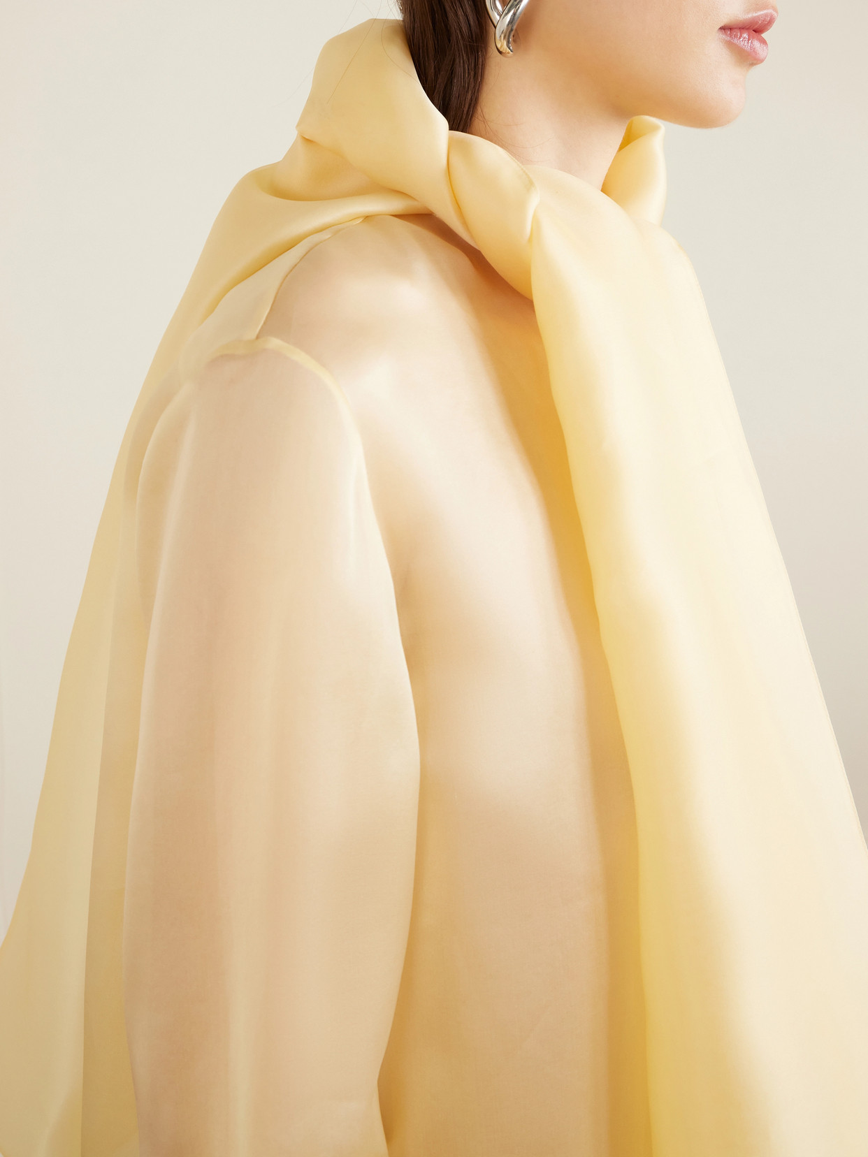 Bow-Embellished Silk-Organza Blouse
