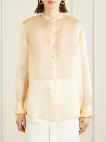 Another Tomorrow Bow-embellished silk-organza blouse