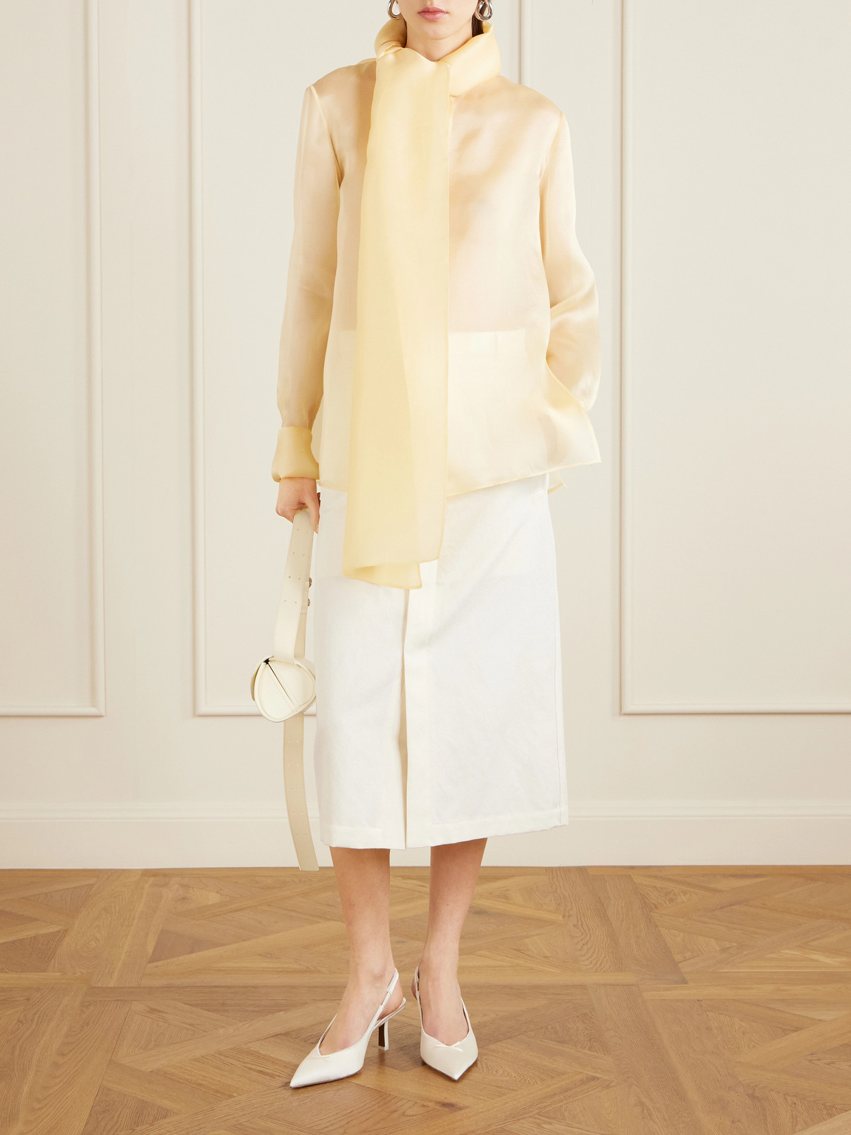 Bow-Embellished Silk-Organza Blouse