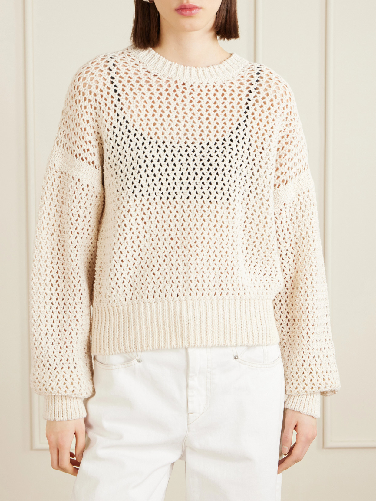 Open-Knit Cotton Sweater
