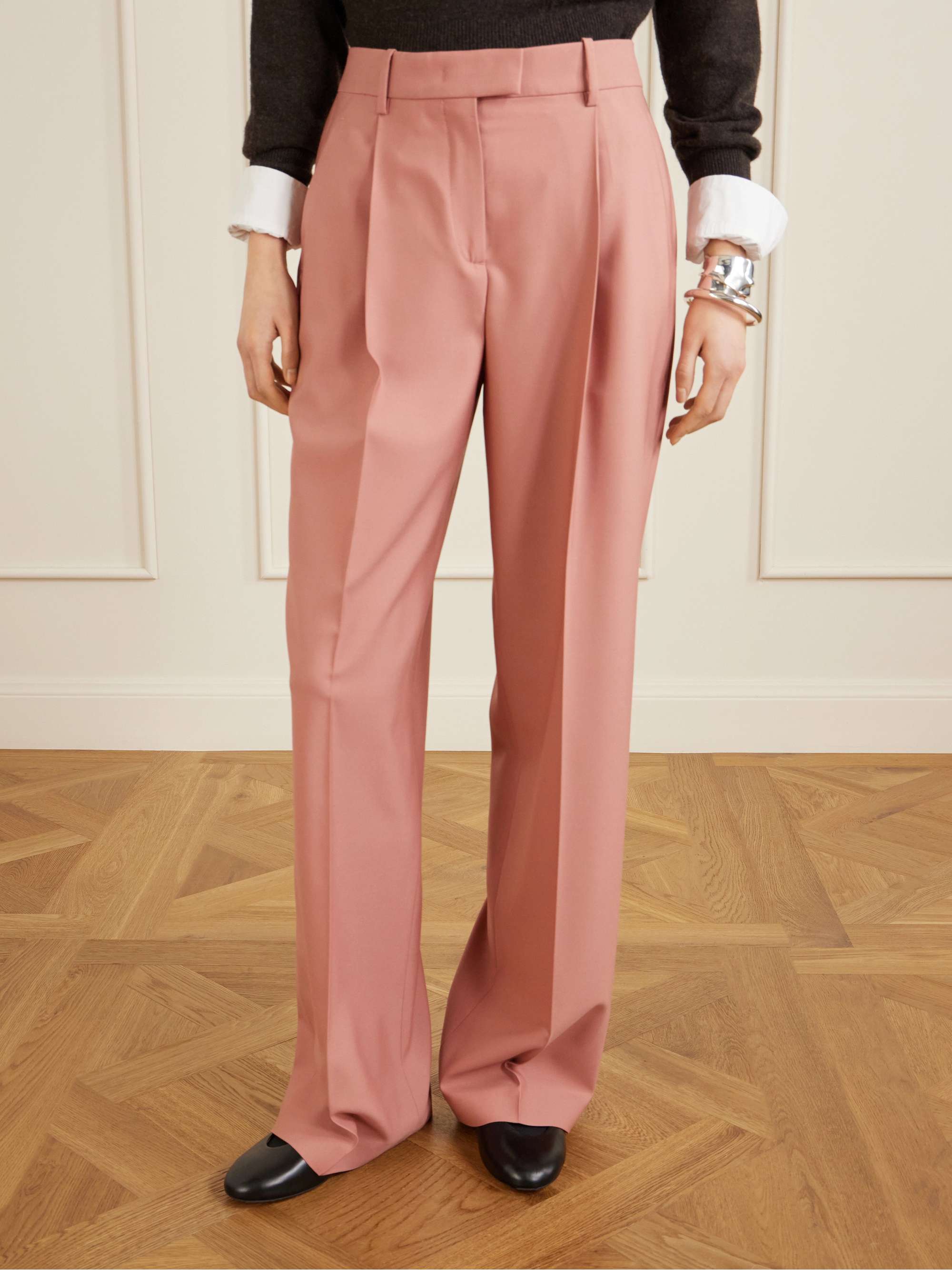 ANOTHER TOMORROW + NET SUSTAIN pleated merino wool-twill wide-leg pants