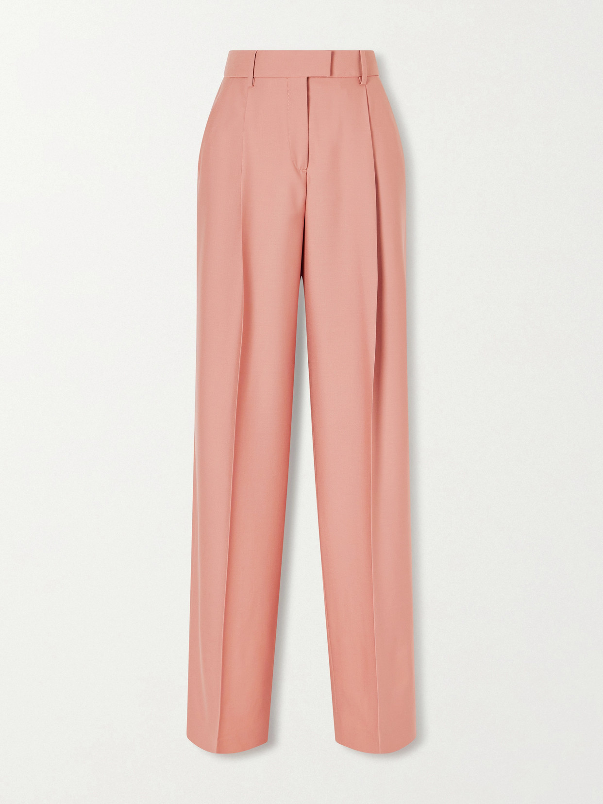 Another Tomorrow + Net Sustain Pleated Virgin Wool-twill Wide-leg Pants In Pink