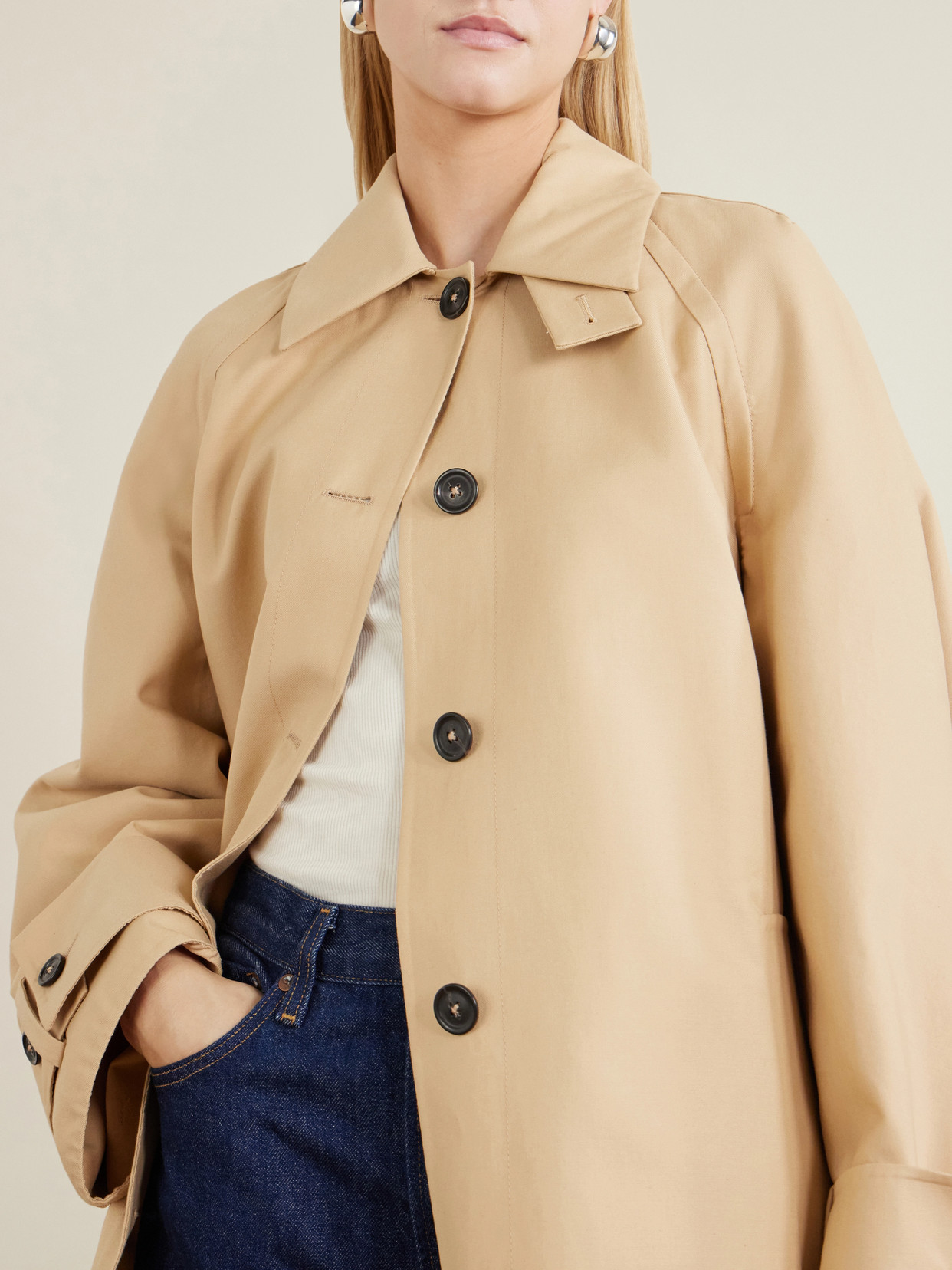 Balmacaan Double-Face Cotton Long Coat