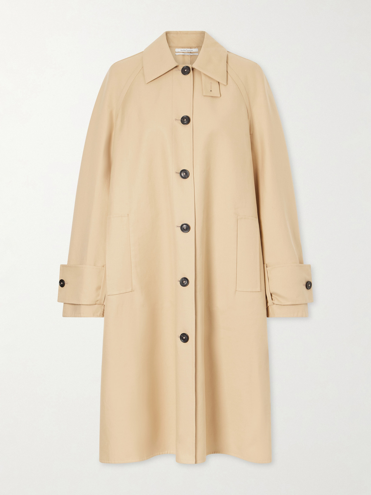 Another Tomorrow Balmacaan Double-face Cotton Long Coat In Brown
